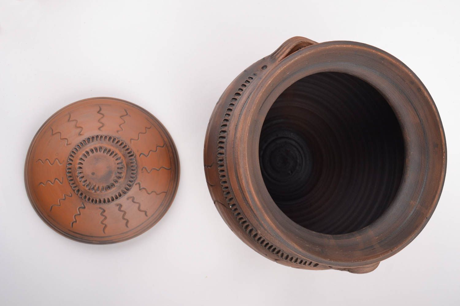 Joli pot en céramique dans le style ethnique fait main avec couvercle 6 litres photo 4