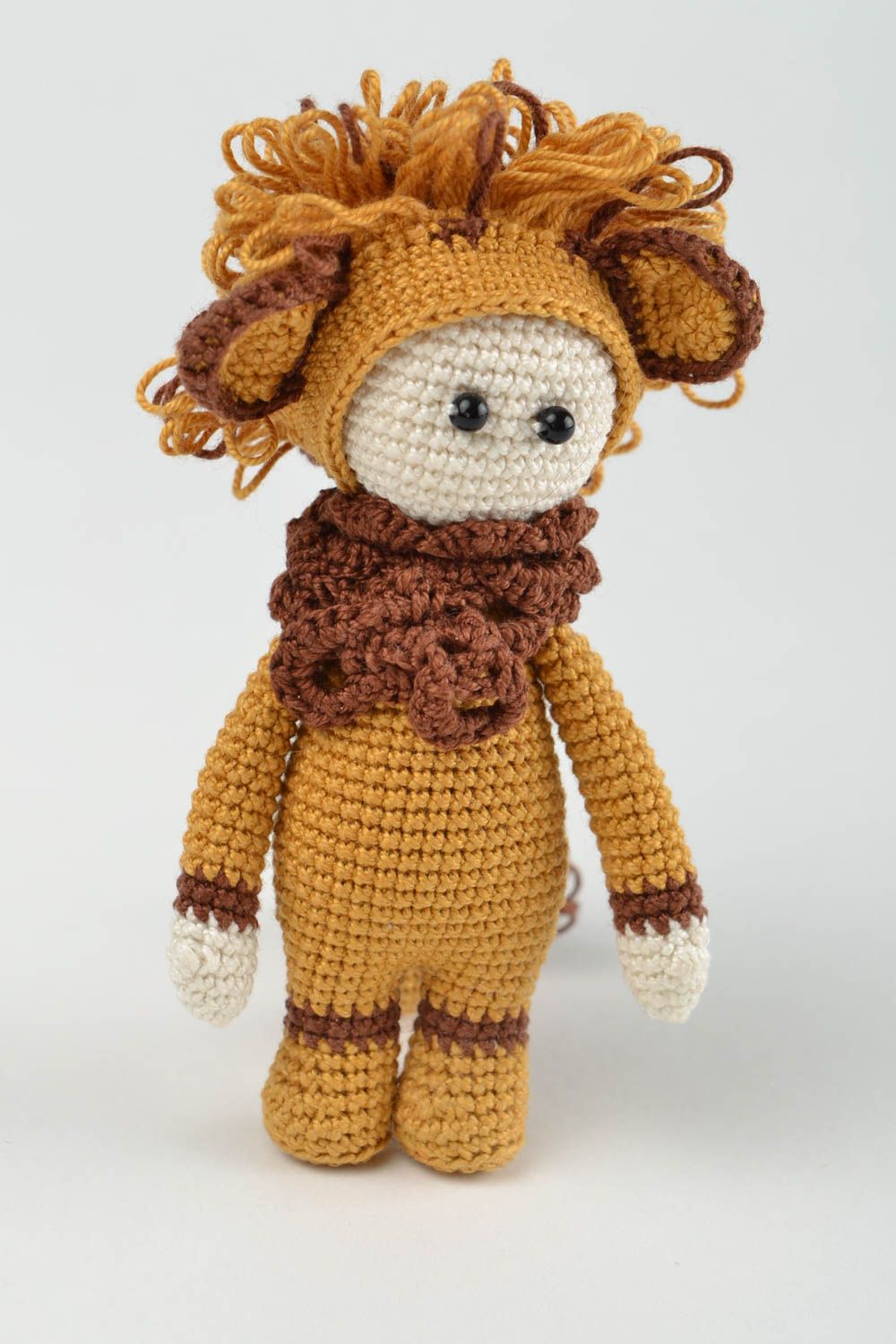 Peluche originale Jouet pour enfant fait main mini lion tricoté Cadeau original photo 1