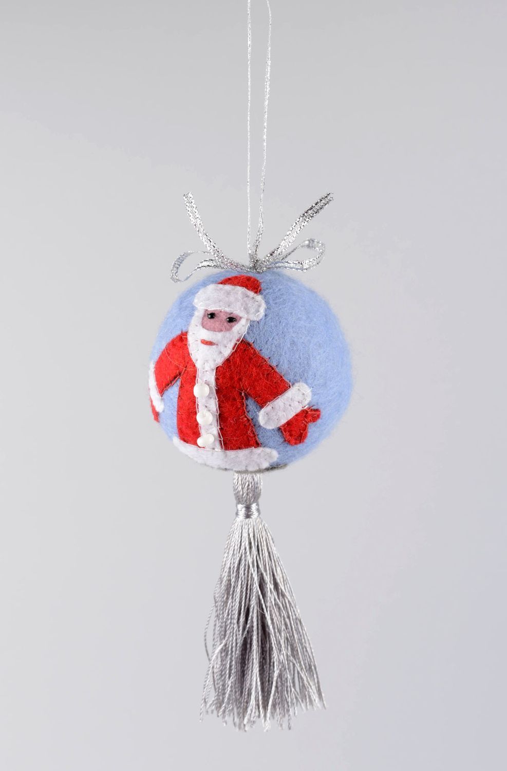 Unusual handmade Christmas decoration Christmas ball wool felting decorative use photo 3