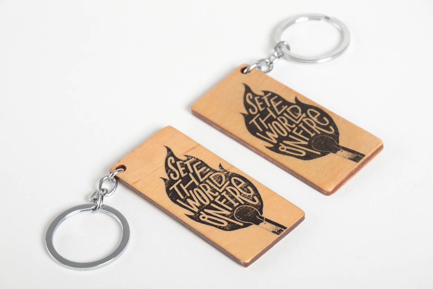 Handmade keychain designer souvenir wooden keychains for men set of 2 items photo 5