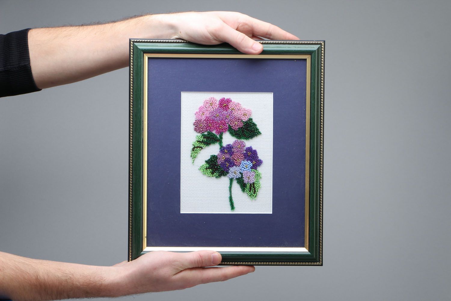 Embroidered beaded picture Flowers photo 4