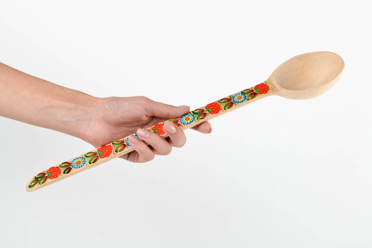 Handmade ethnic wooden spoon beautiful painted spoon stylish kitchen ware photo 2