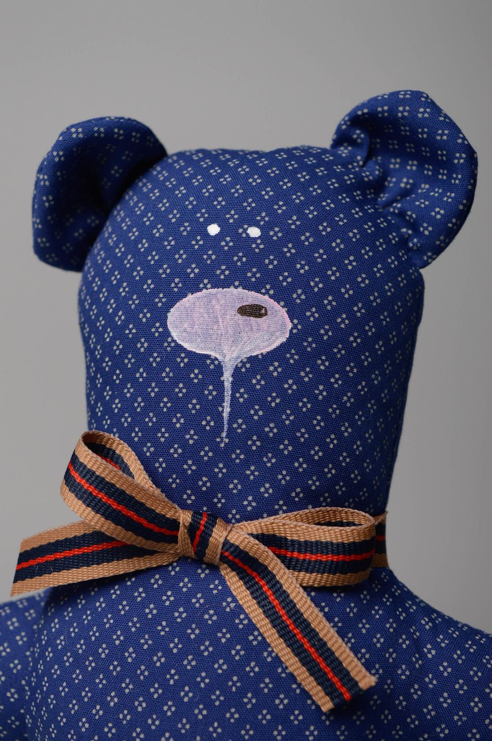 Peluche faite main Ourson en coton et polyester bleu cadeau pour enfant photo 3