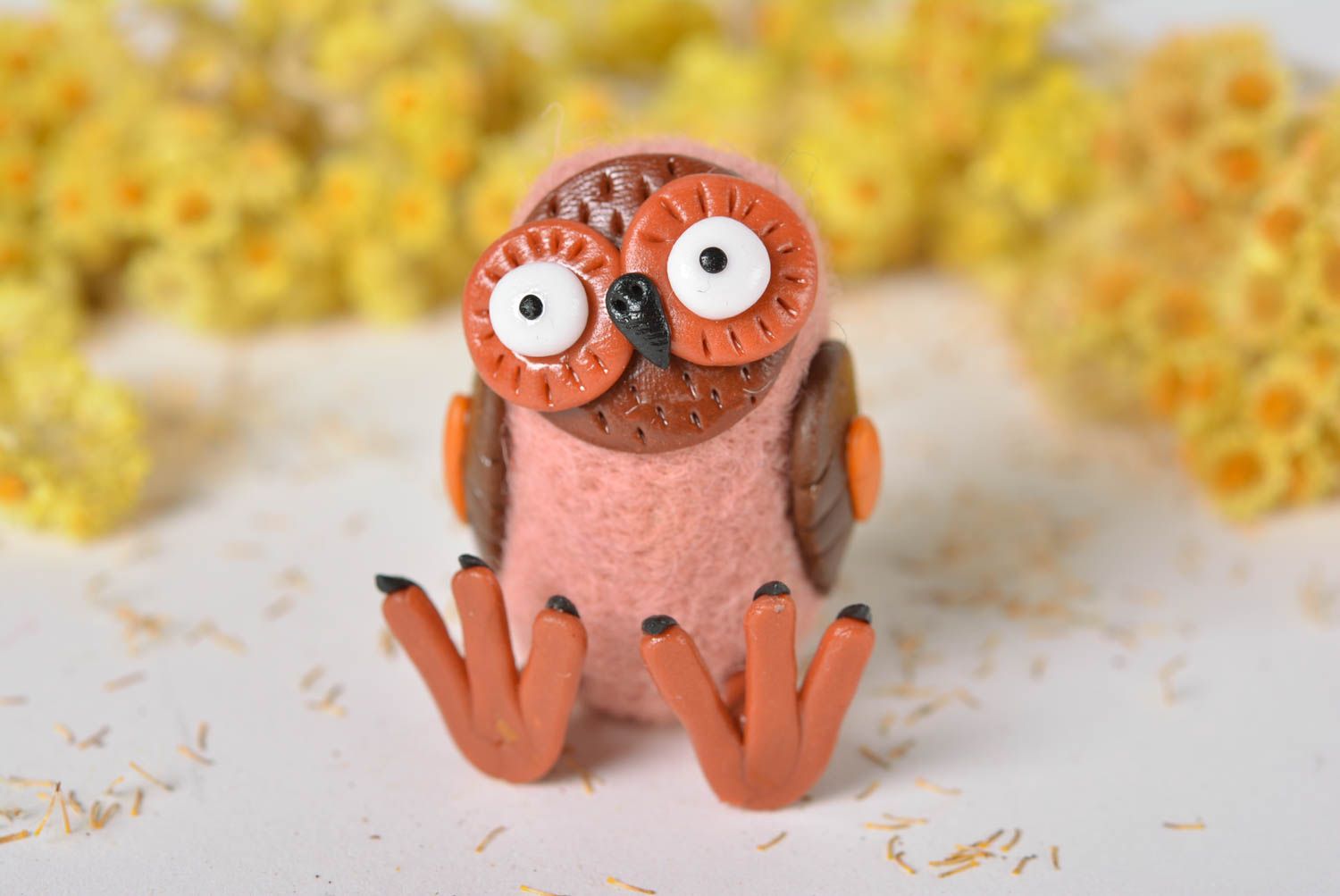 Handmade unusual designer owl cute statuette children toy interior decor photo 1