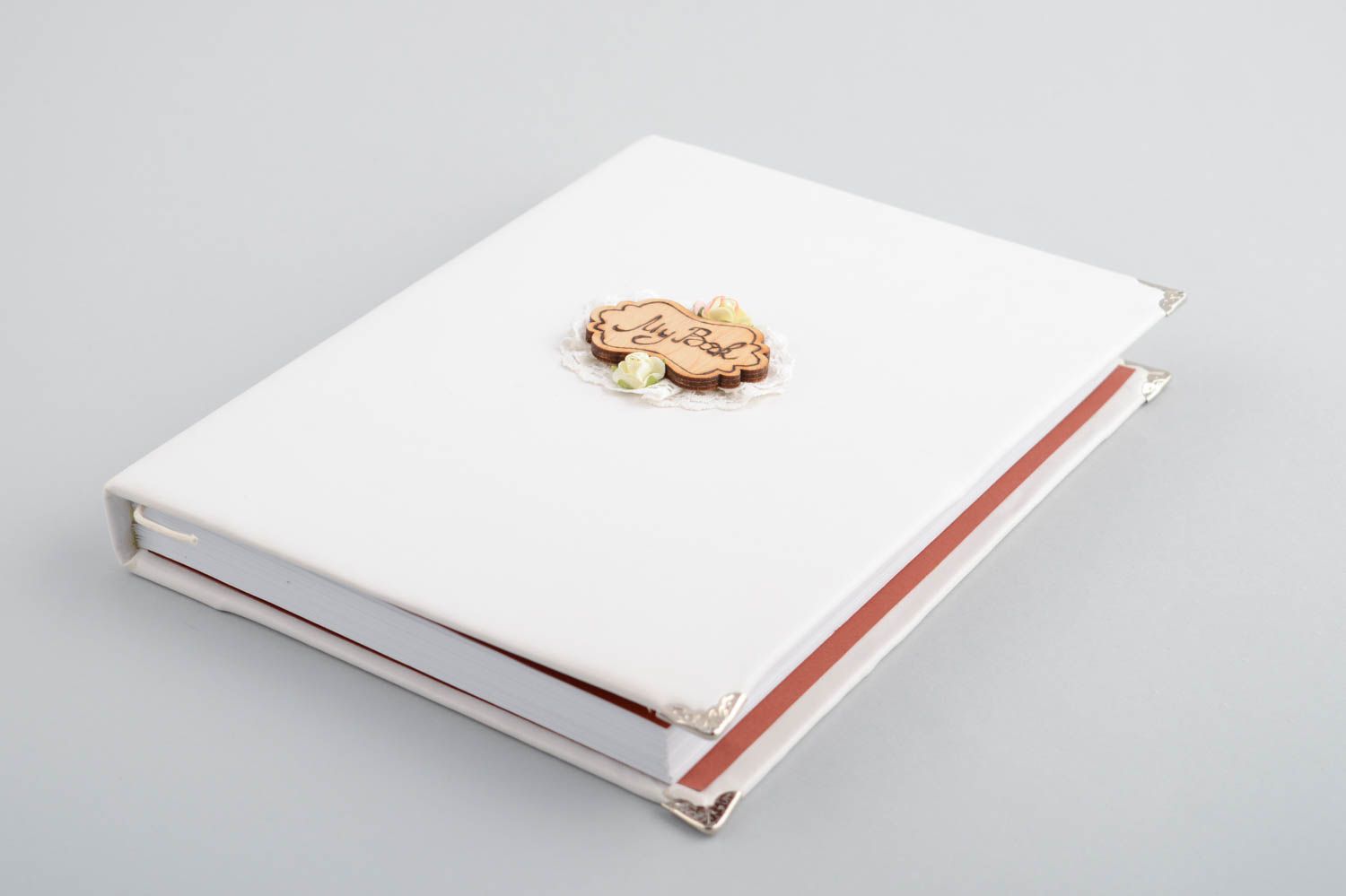 Bloc de notas blanco con cubierta de cuero hecho a mano original 120 hojas foto 3