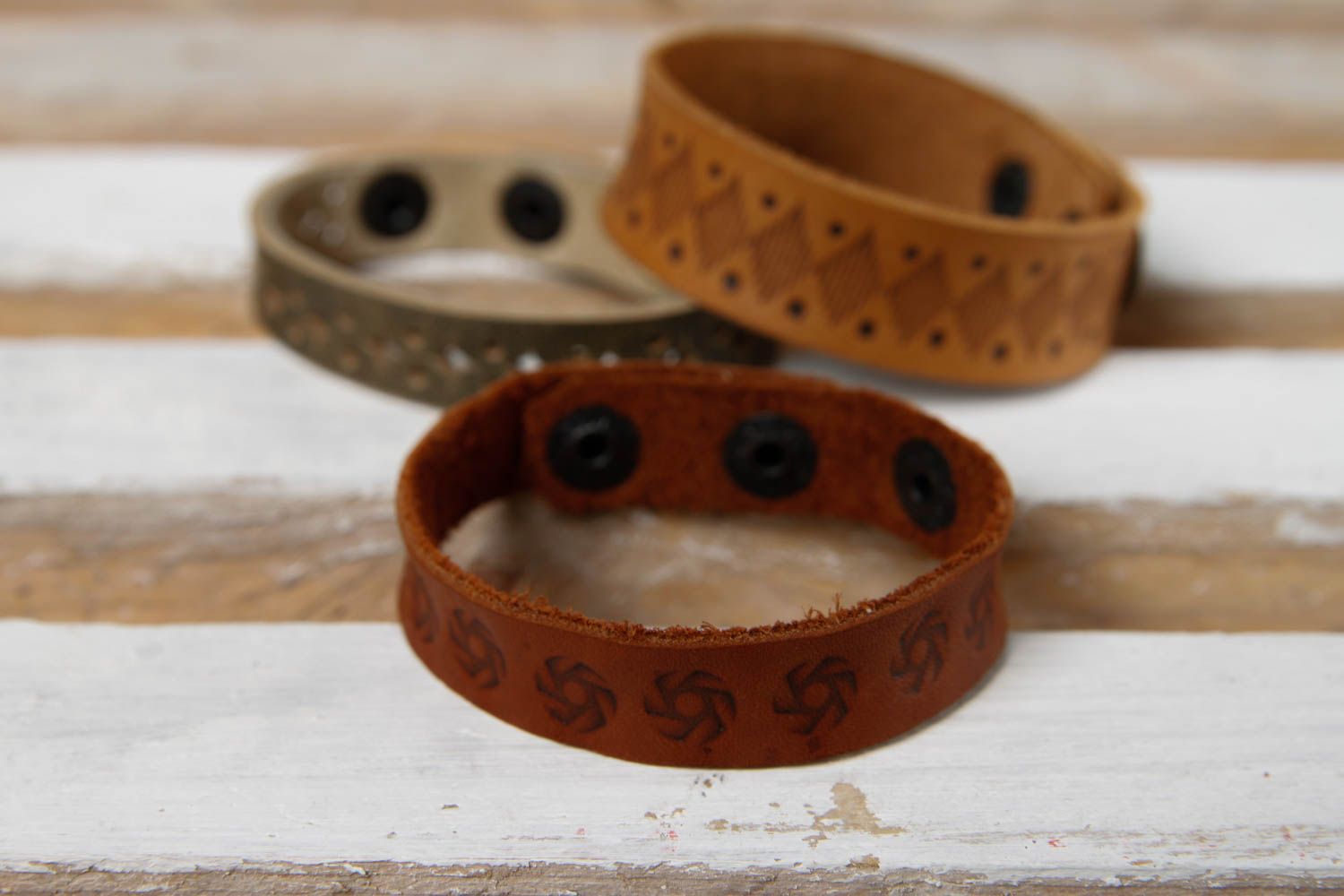 Handmade leather wrist bracelet unisex bracelet artisan jewelry designs photo 1