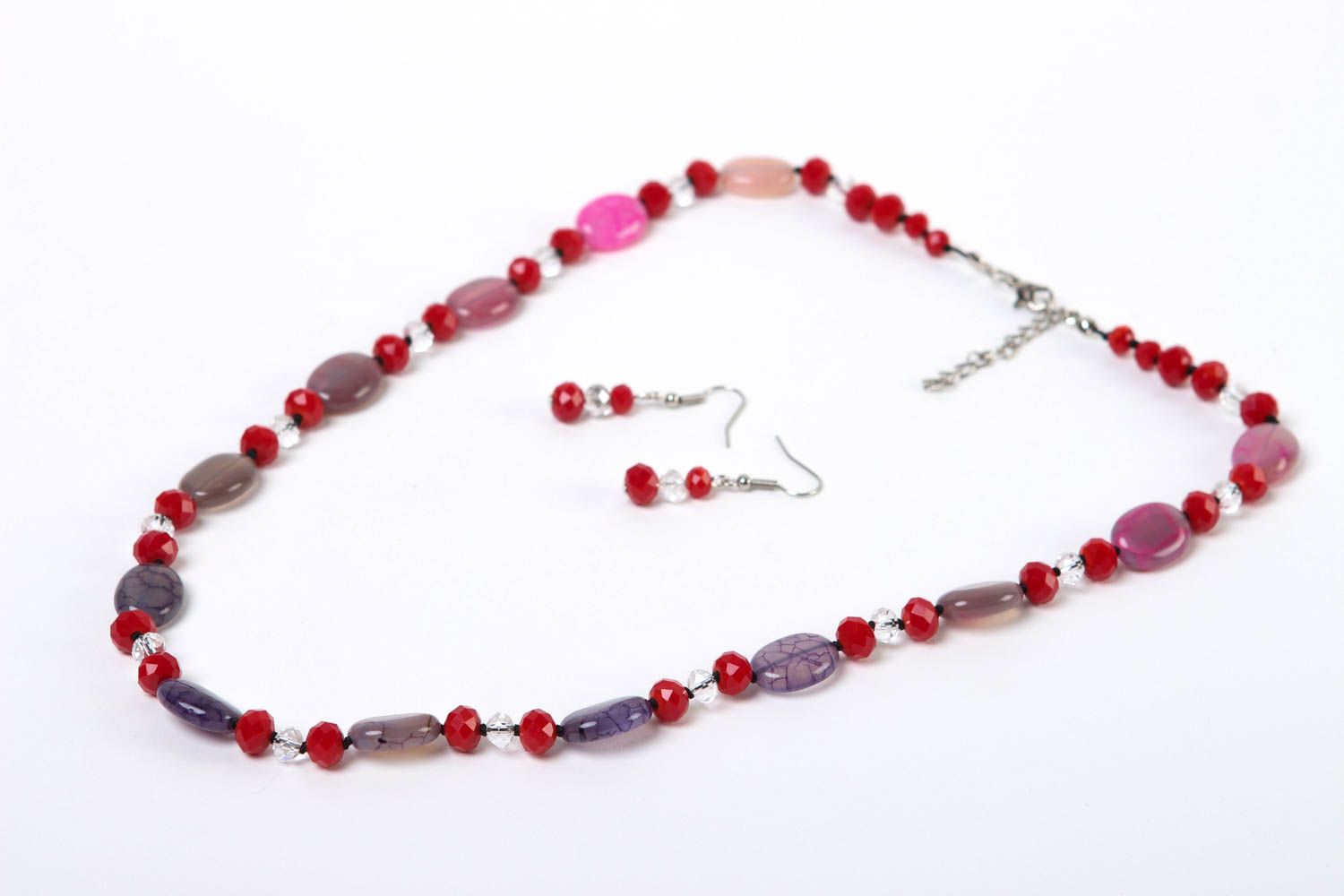 Juego de joyas artesanales collar y pendientes de piedras regalo para mujer foto 2