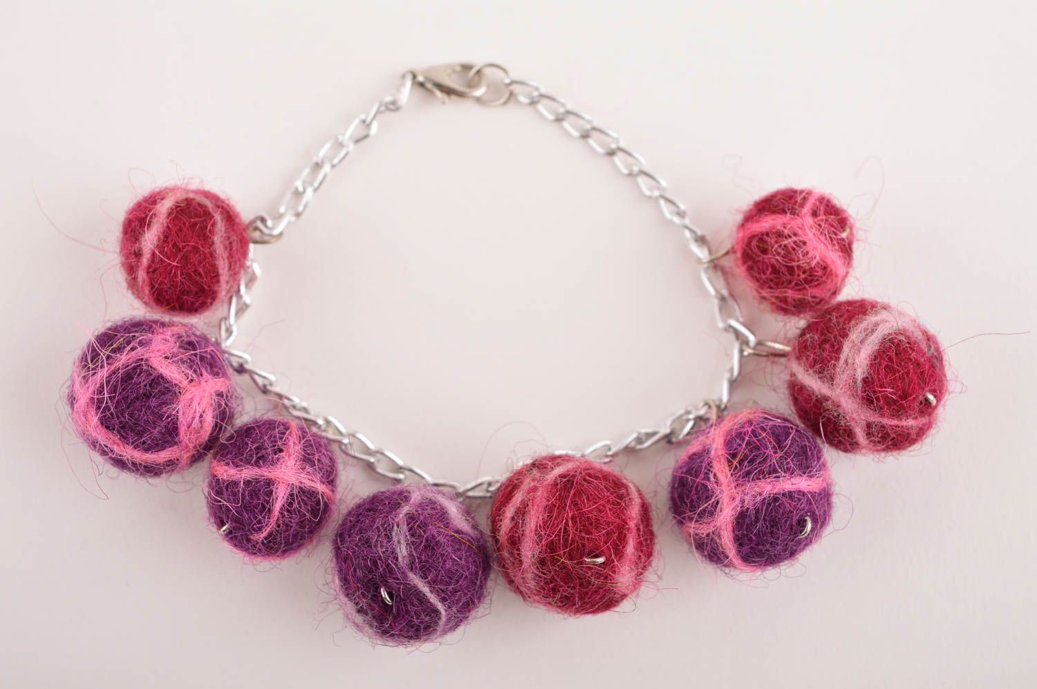Handmade bracelet chain bracelet wool felting designer jewelry fashion accessory photo 2