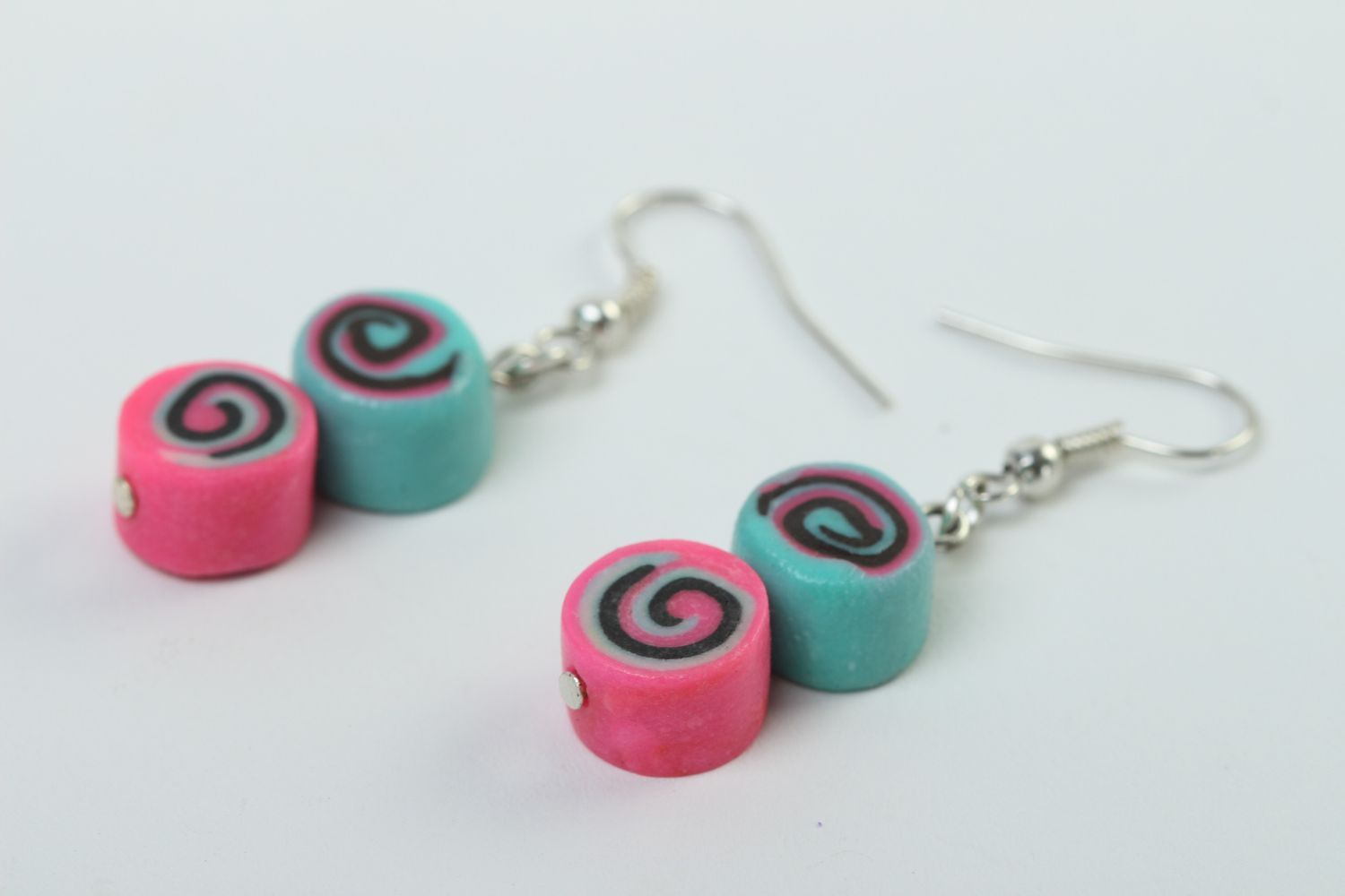 Handmade colorful earrings bright plastic earrings unusual jewelry gift photo 3