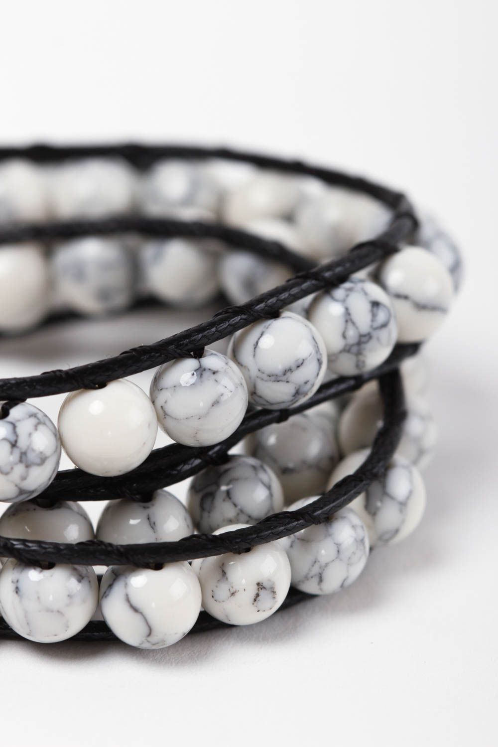 White agate bracelet handmade jewelry with natural stones stylish bracelet photo 3
