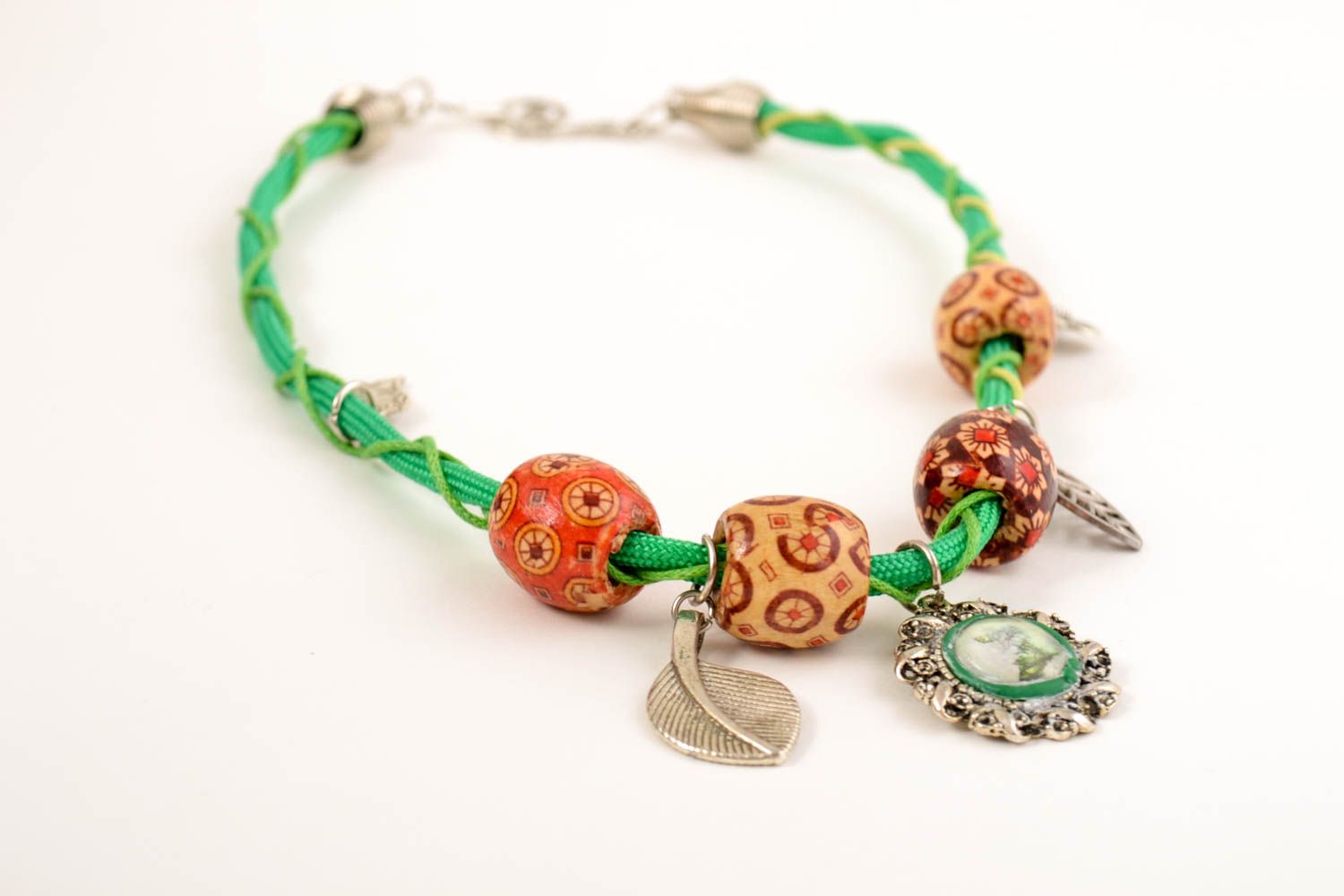 Halskette handmade Collier für Frauen Halskette aus Stoff Schmuck Kette grün foto 3