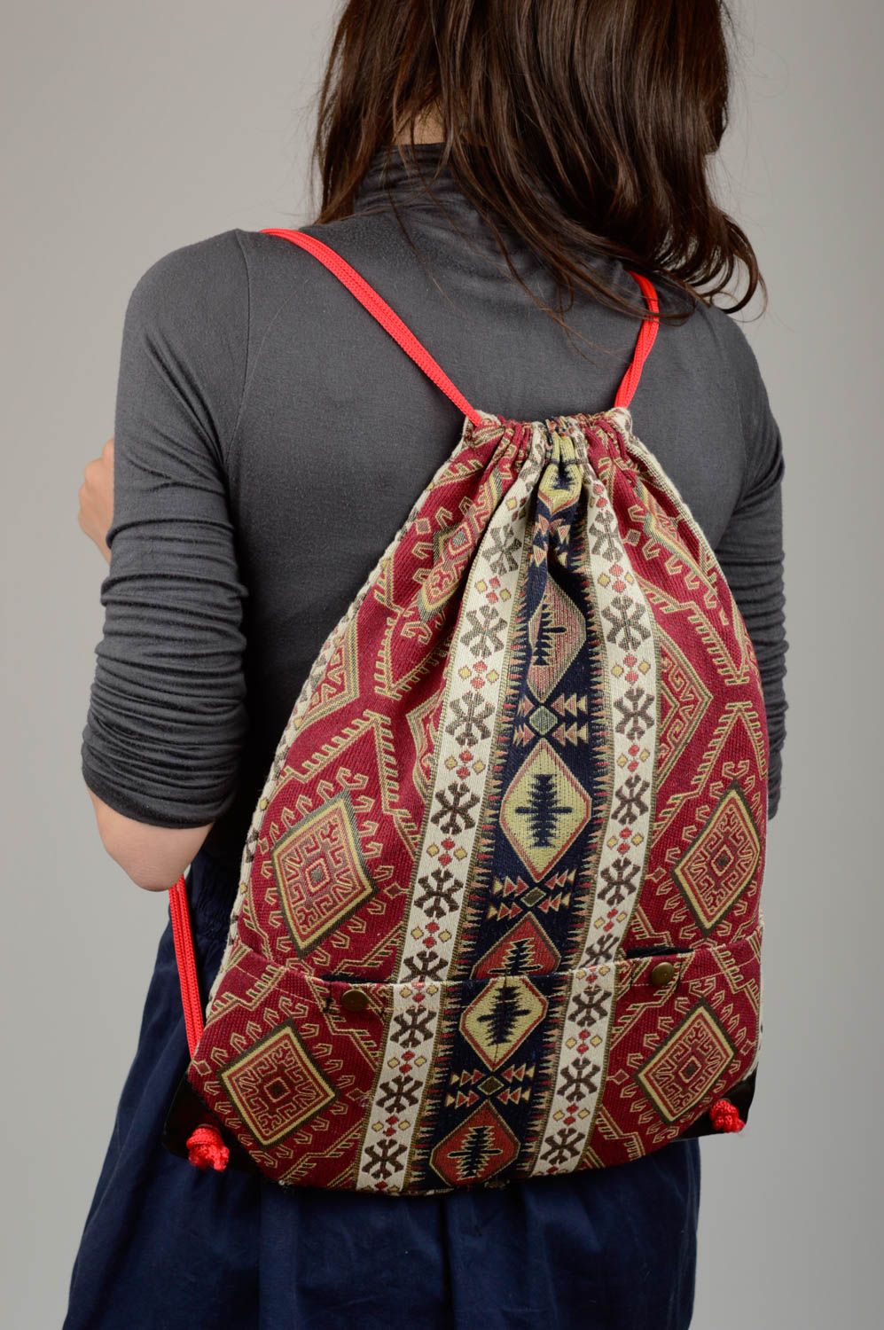 Женский рюкзак ручной работы рюкзак из ткани сумка рюкзак большой красивый фото 2