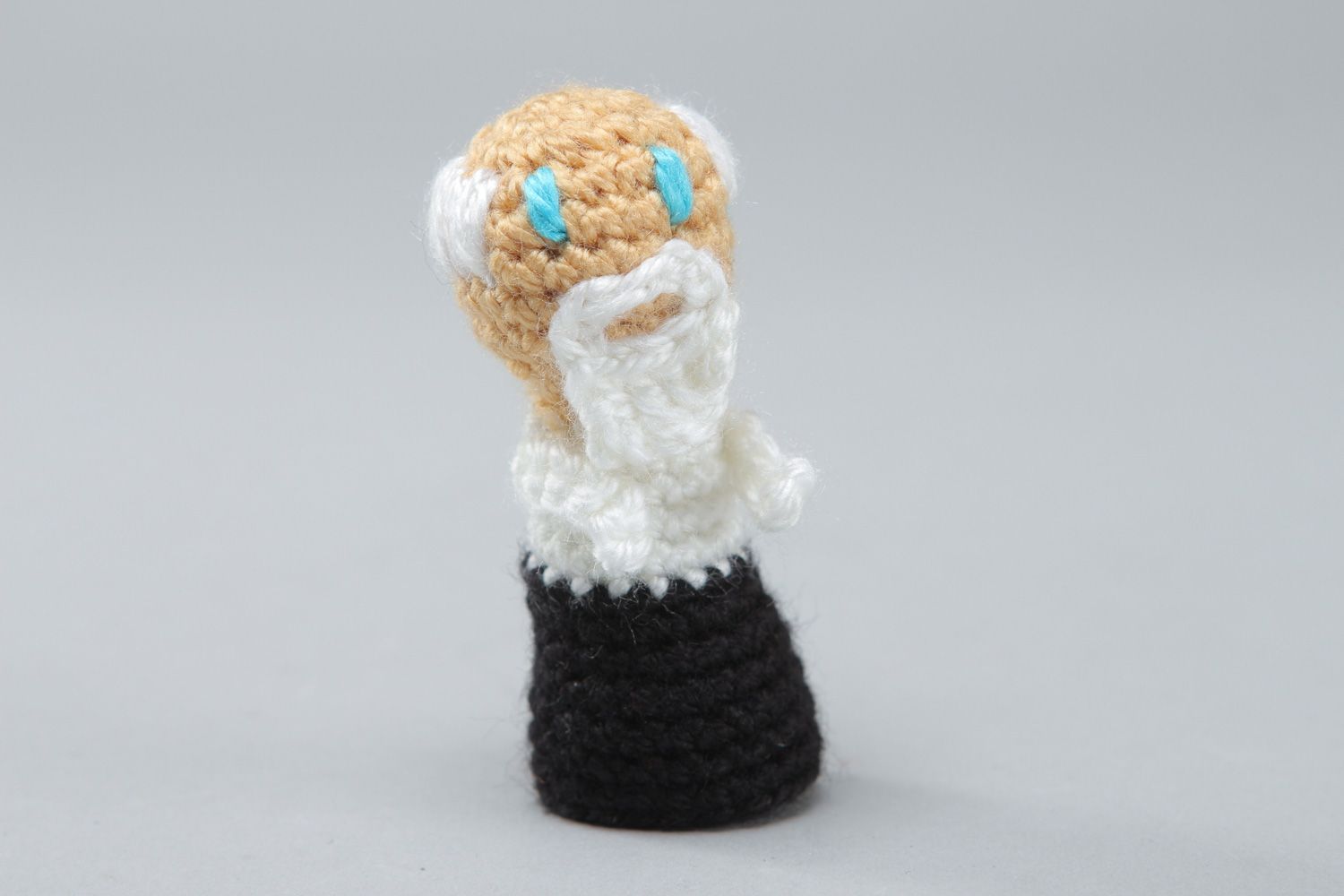 Handmade finger puppet crocheted of acrylic threads for little children Old Man photo 1
