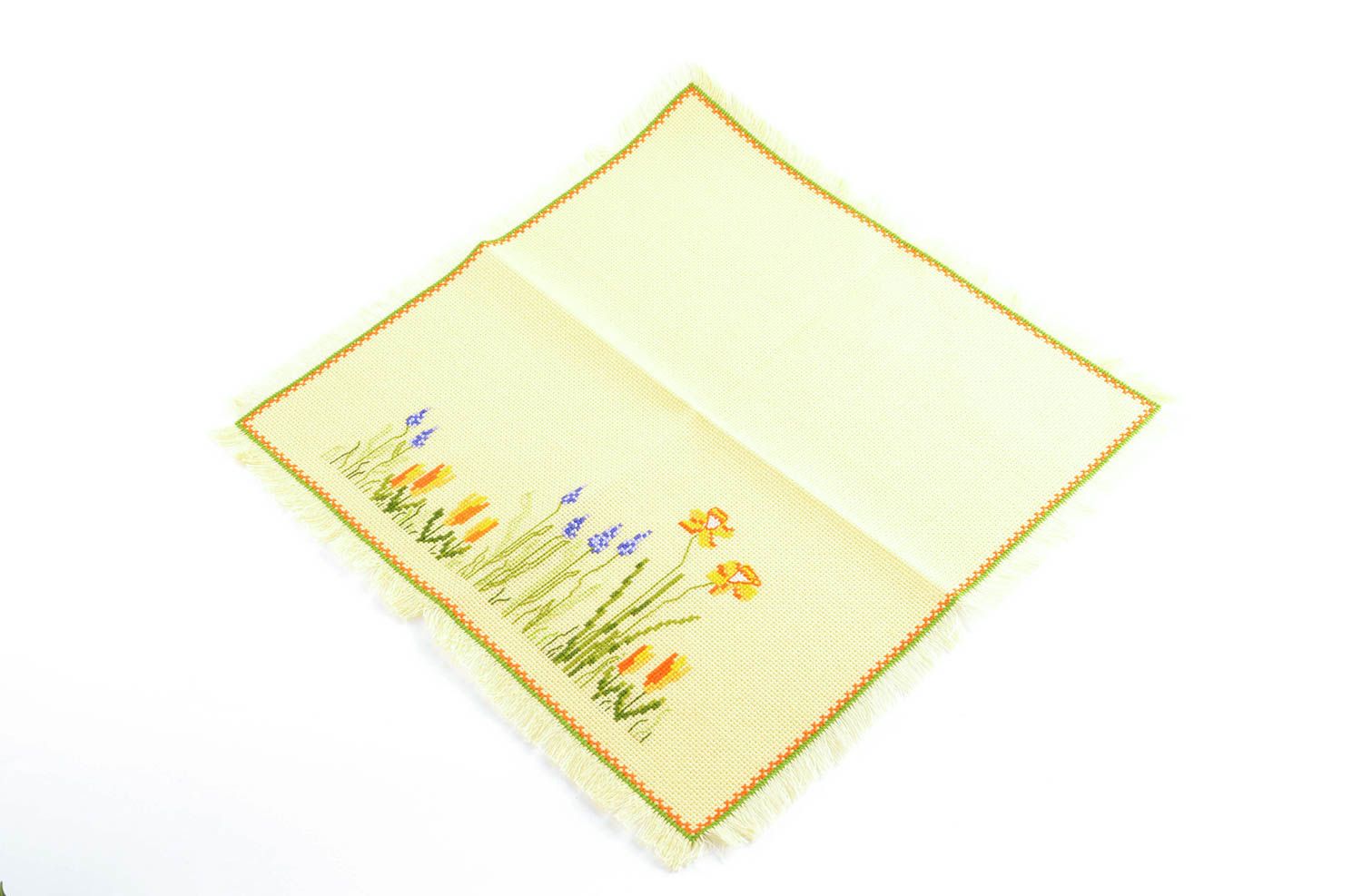 Unusual handmade textile napkin cross stitch home textiles decorative use only photo 1