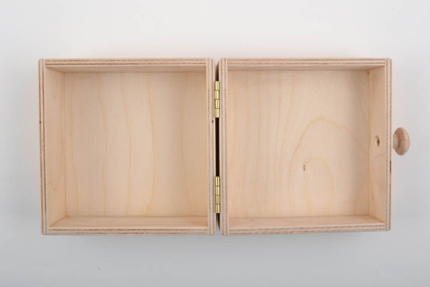 Boîte en bois brut à bijoux carrée pour peinture ou serviettage faite main photo 2