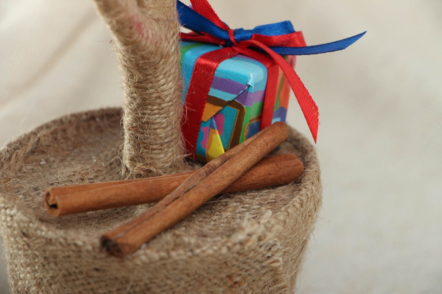 Topiario albero decorativo fatto a mano di grani caffè alberello della felicità foto 3