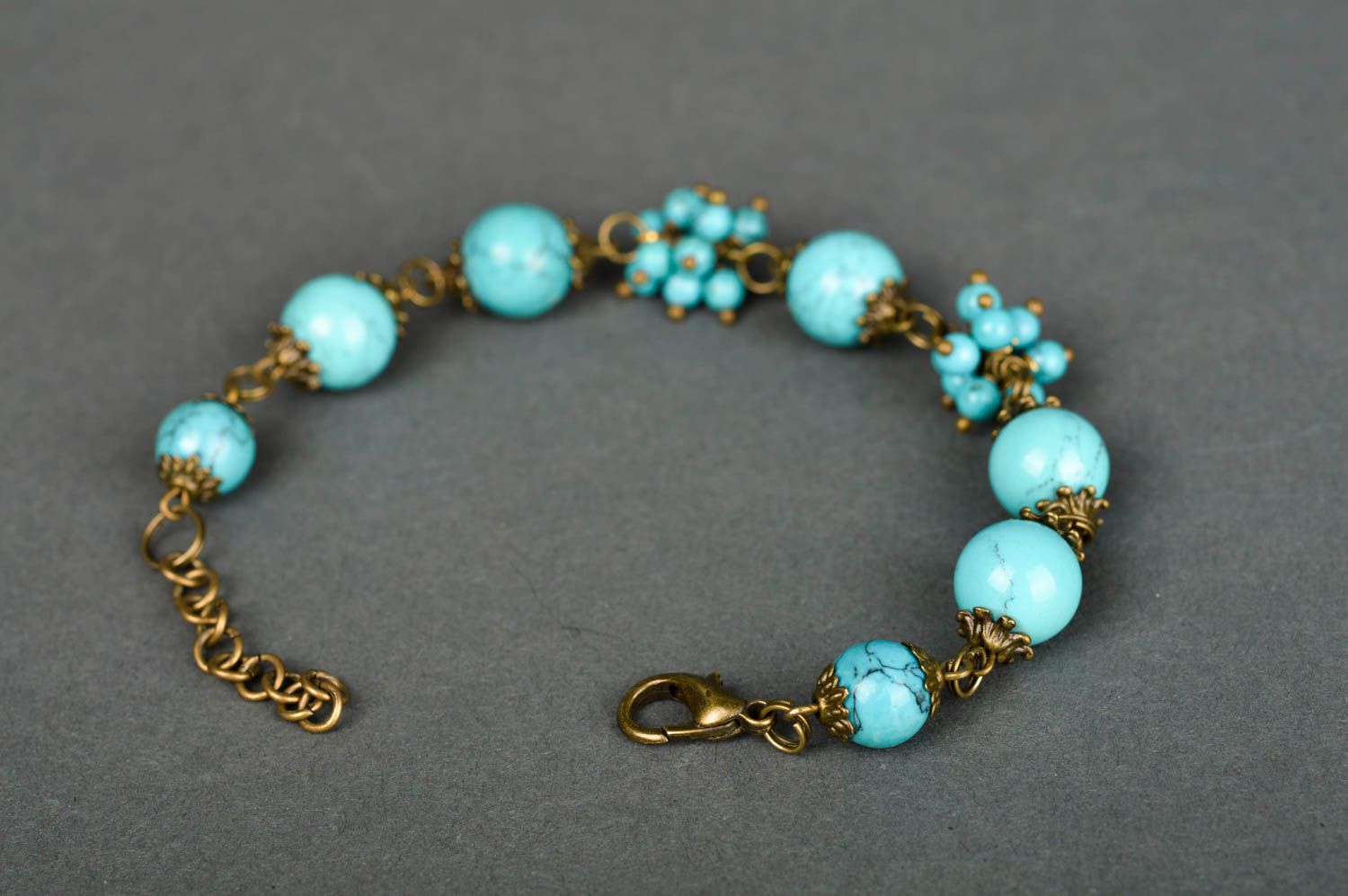 Handmade festive jewelry bracelet with natural stone evening jewelry gift photo 3