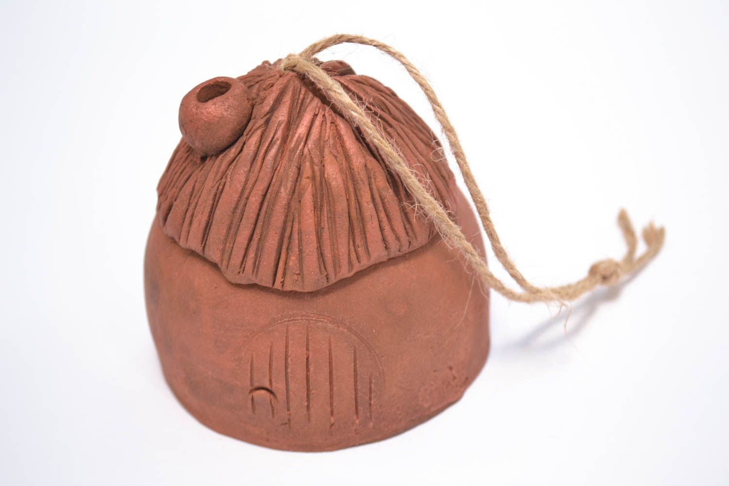 Колокольчик из глины ручной работы керамический колокольчик глиняный сувенир дом фото 3