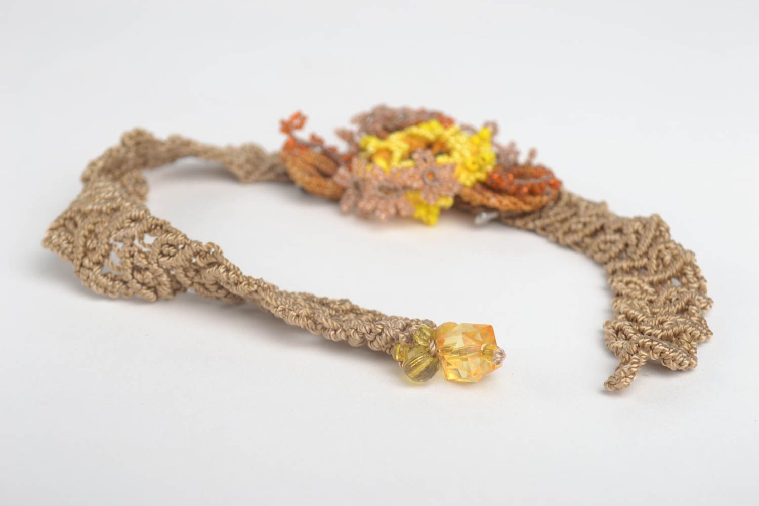 Handmade jewelry macrame necklace handmade flower brooch gift ideas for women photo 4