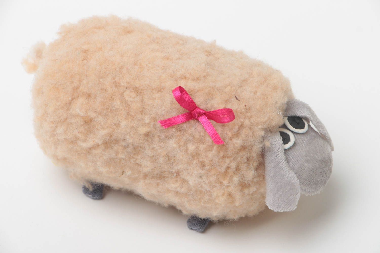 Handmade cute designer toy sheep made of fur for kids photo 2