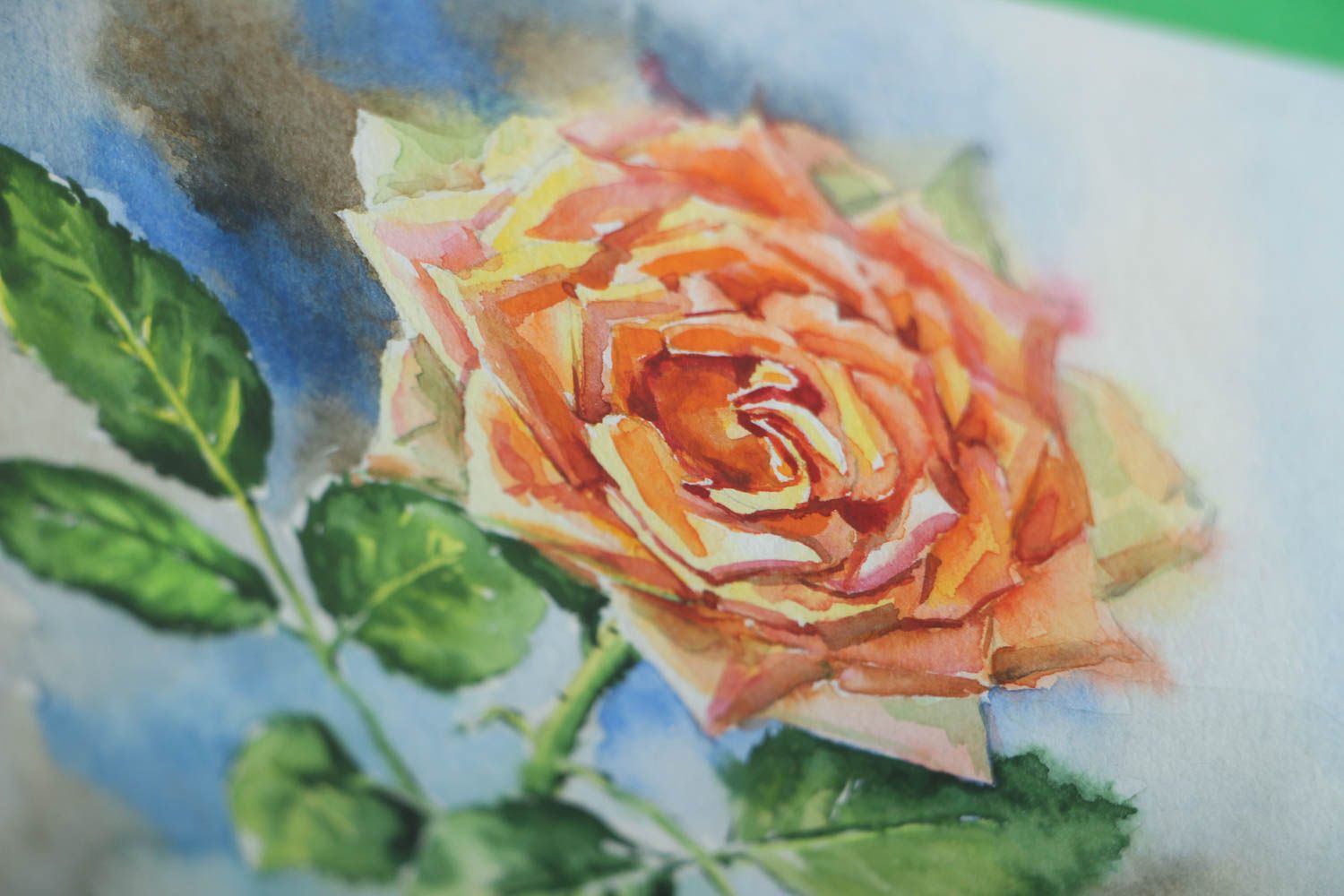 Homemade watercolor painting Rose photo 2