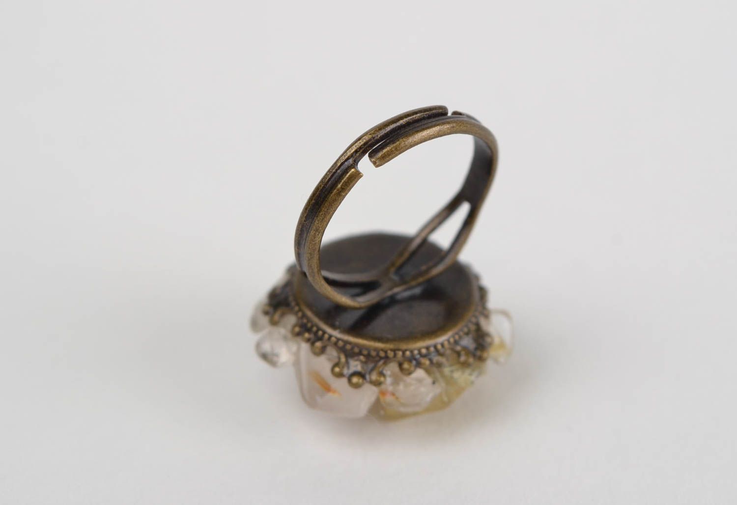 Runder schöner regulierbarer handmade Ring mit Quarz Geschenk für Frauen  foto 5