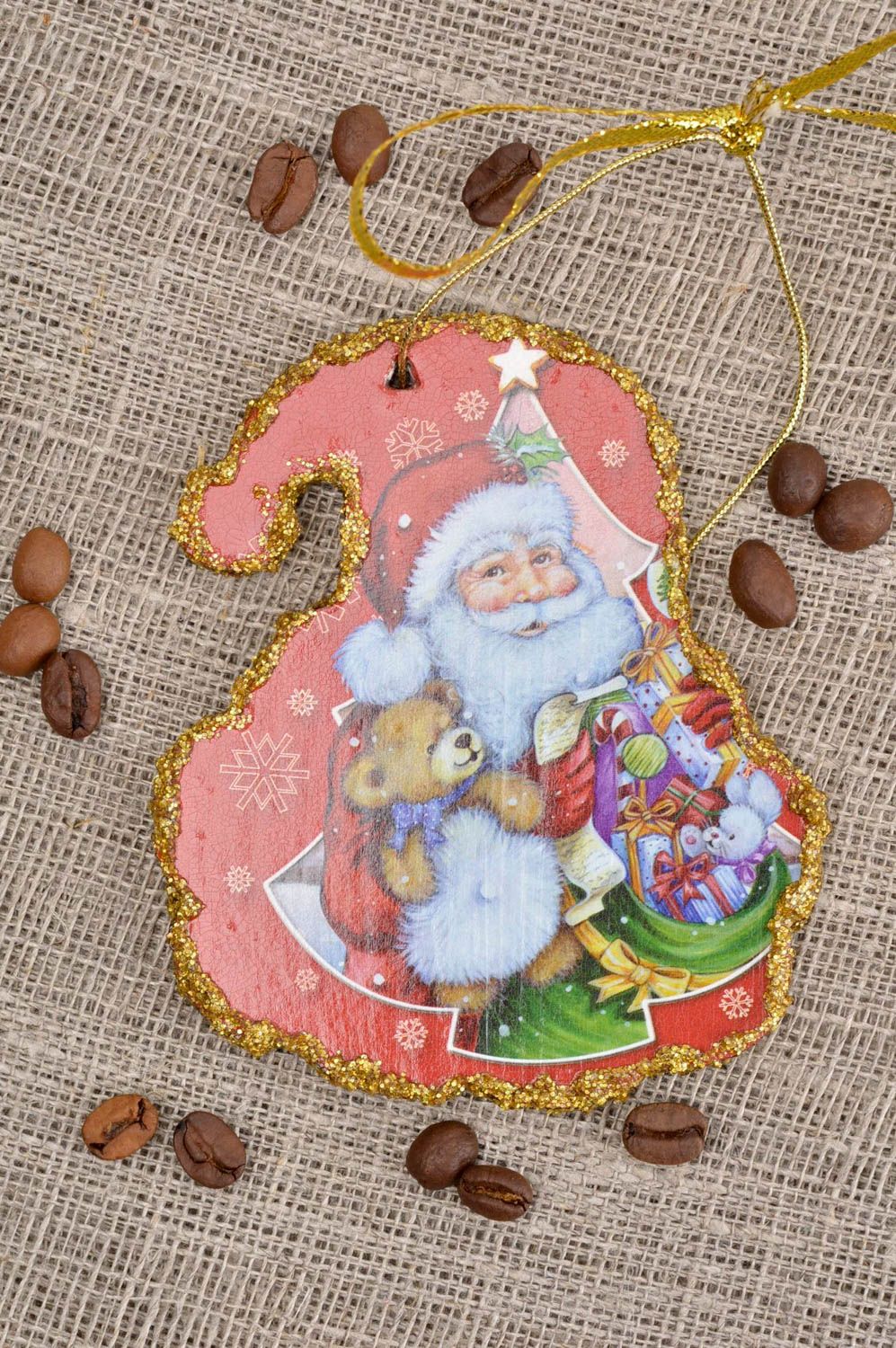 Adorno de Navidad decoupage decoración navideña colgante decorativo hecho a mano foto 1
