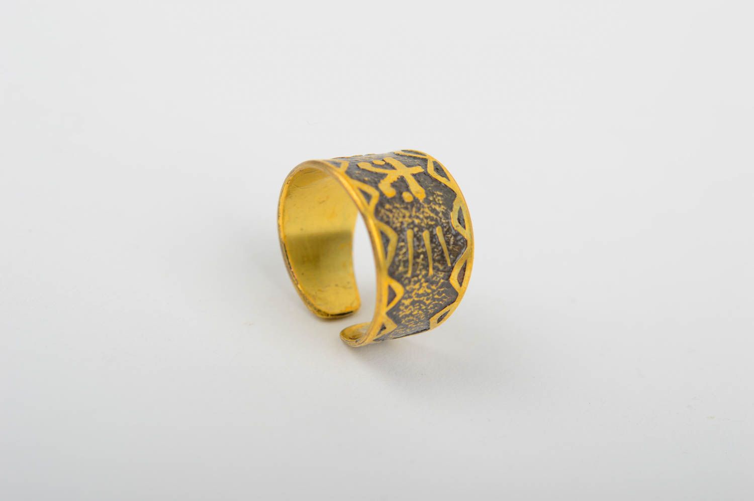 Handmade beautiful brass ring female stylish present unusual metal jewelry photo 3