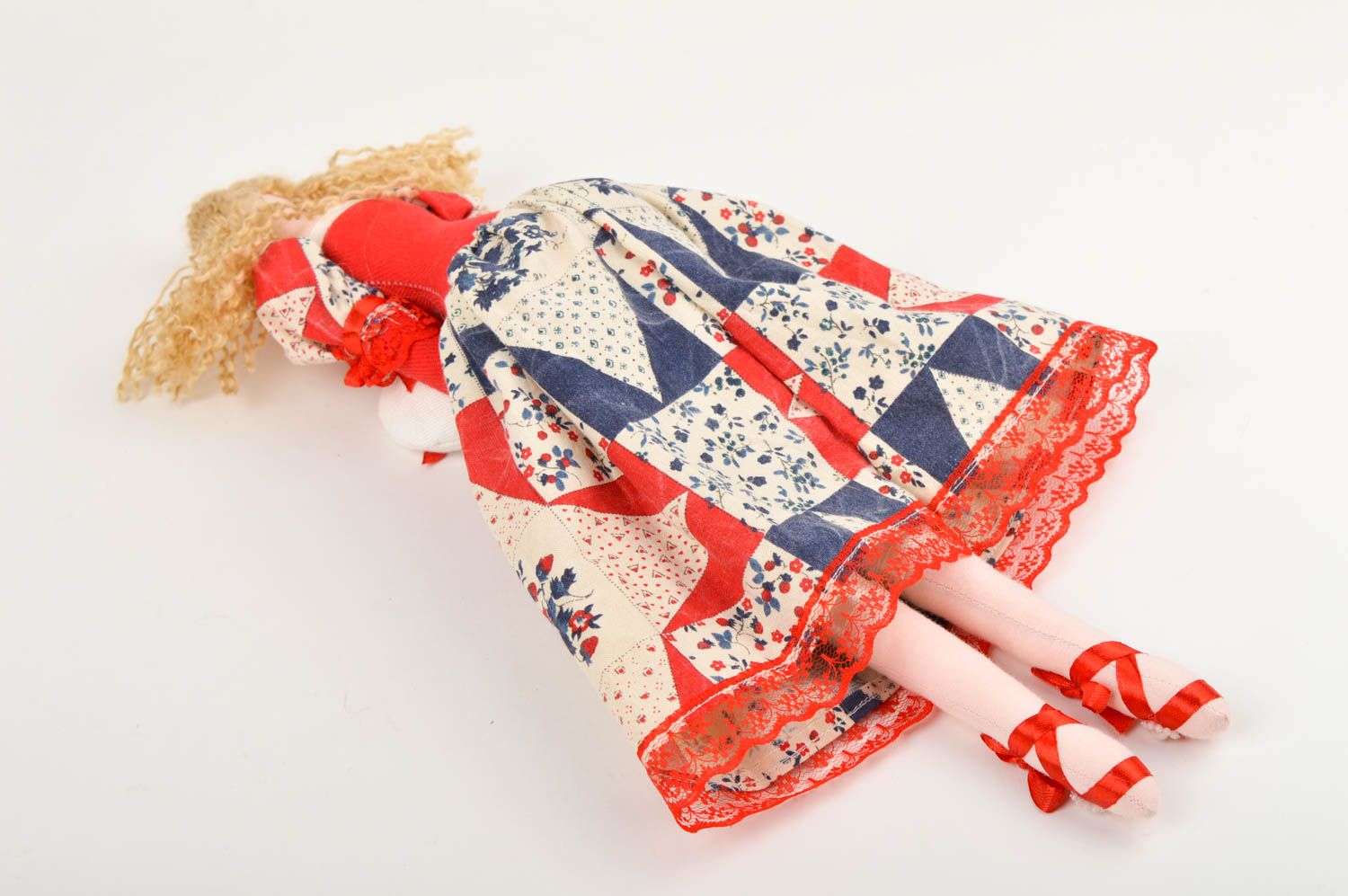 Авторская кукла ручной работы игрушка для девочек текстильная кукла в платье фото 5