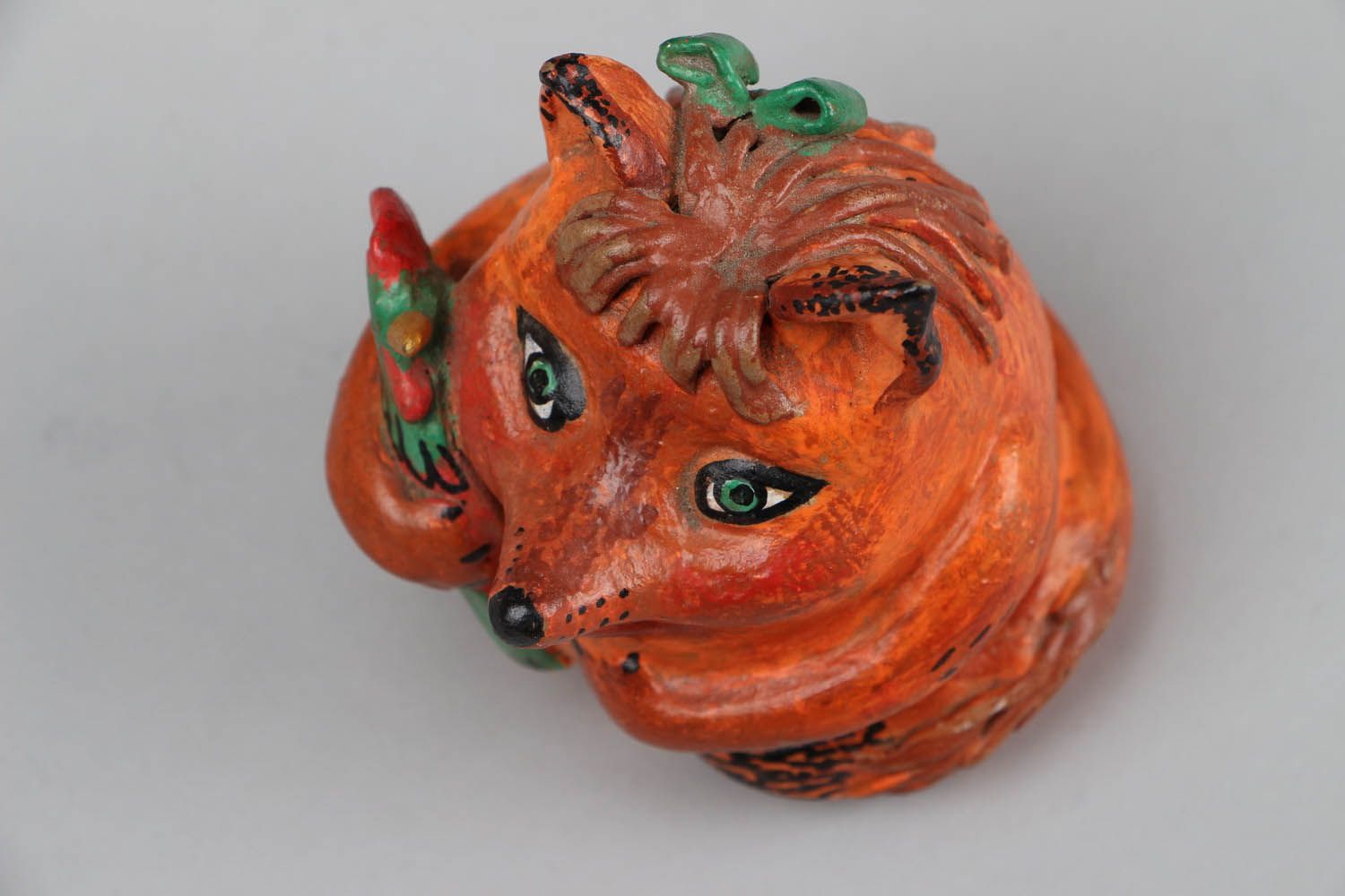 Figurine en céramique en forme de renard peinte faite main photo 3