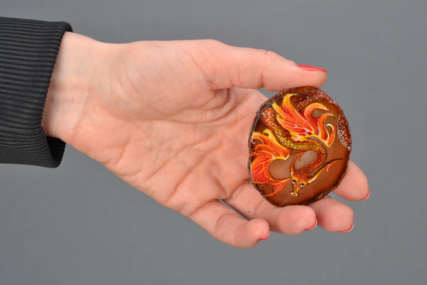 Sea stone with painting Dragon photo 2