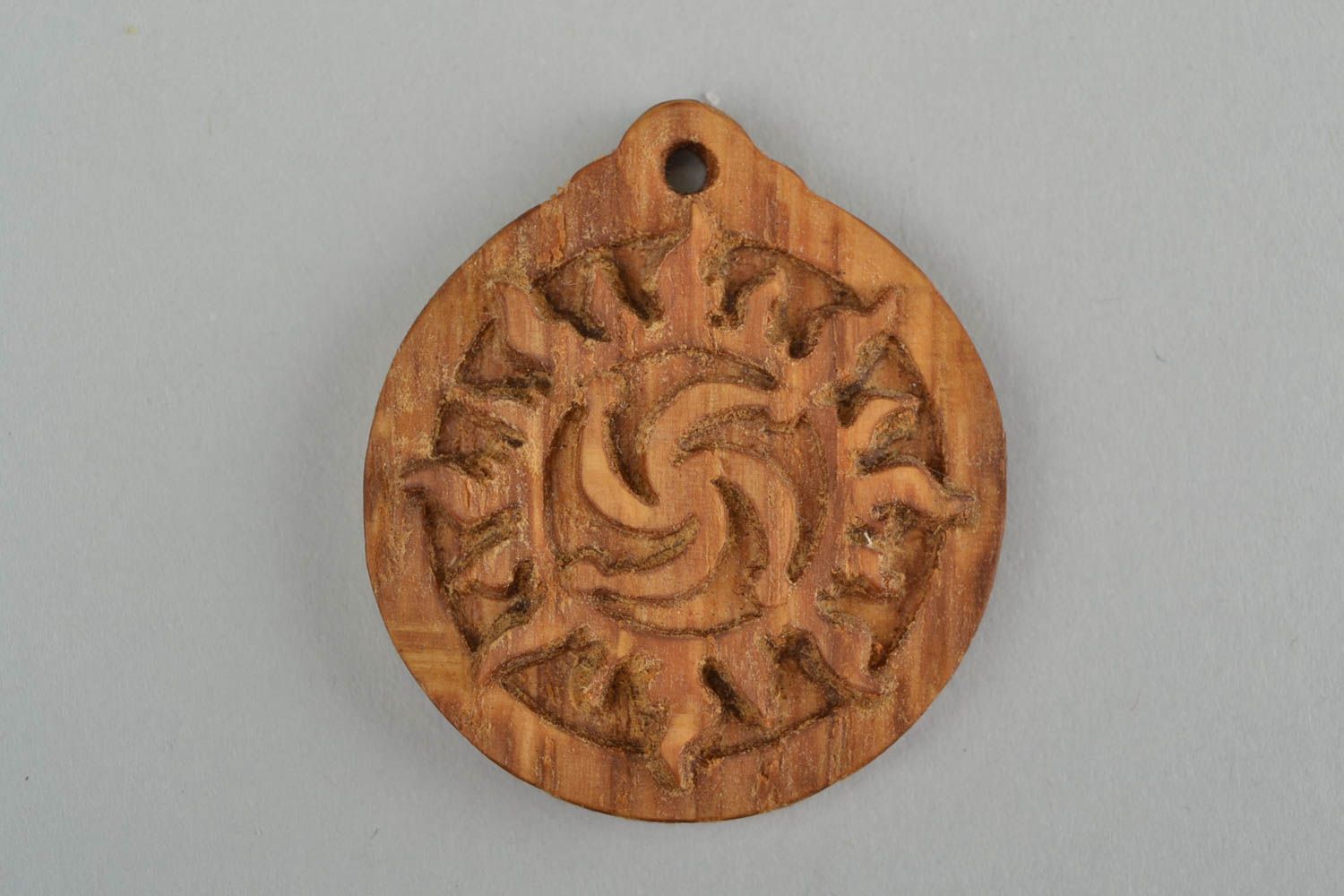 Slavic handmade amulet Rod in the Sun made of oak wood talisman pendant photo 3