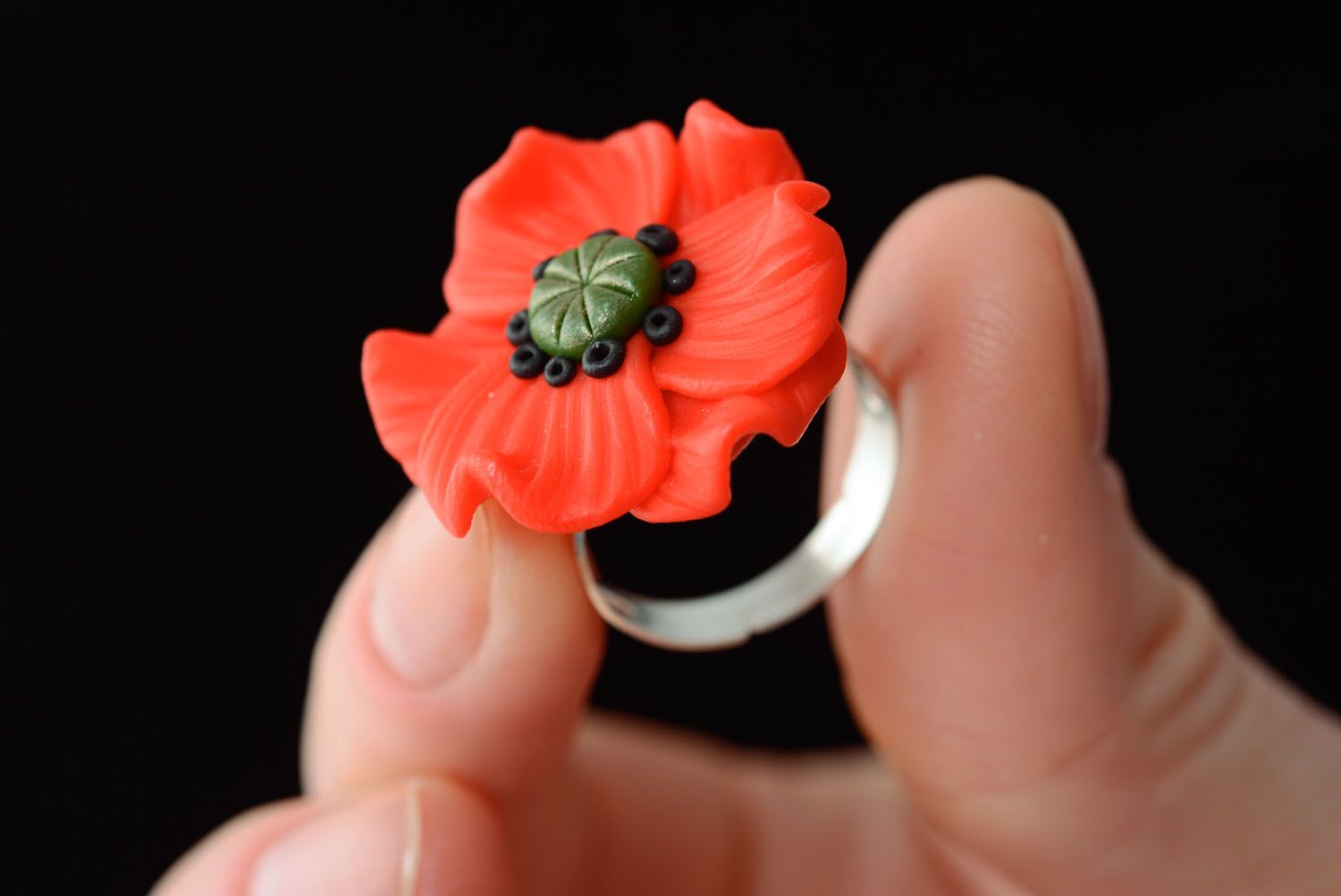 Polymer clay flower ring photo 2