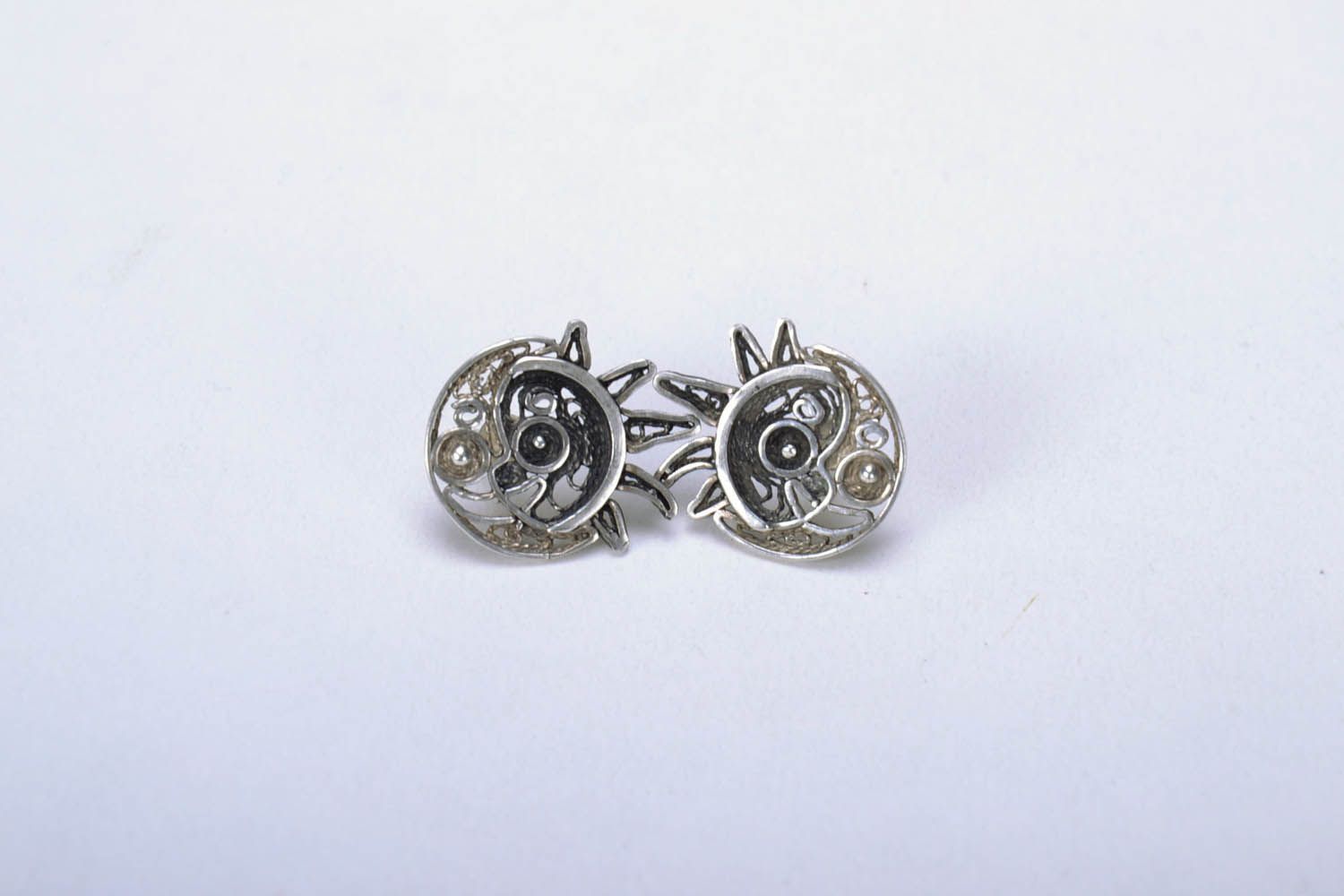 Silver earrings Crescent photo 3