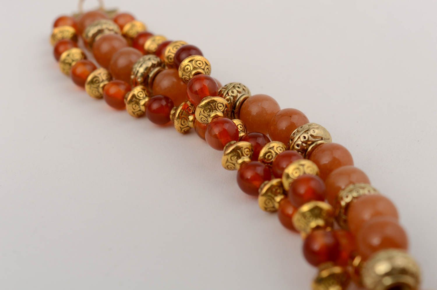 Beautiful bracelet rhodonite and tiger's eye beads handmade stylish jewelry photo 3