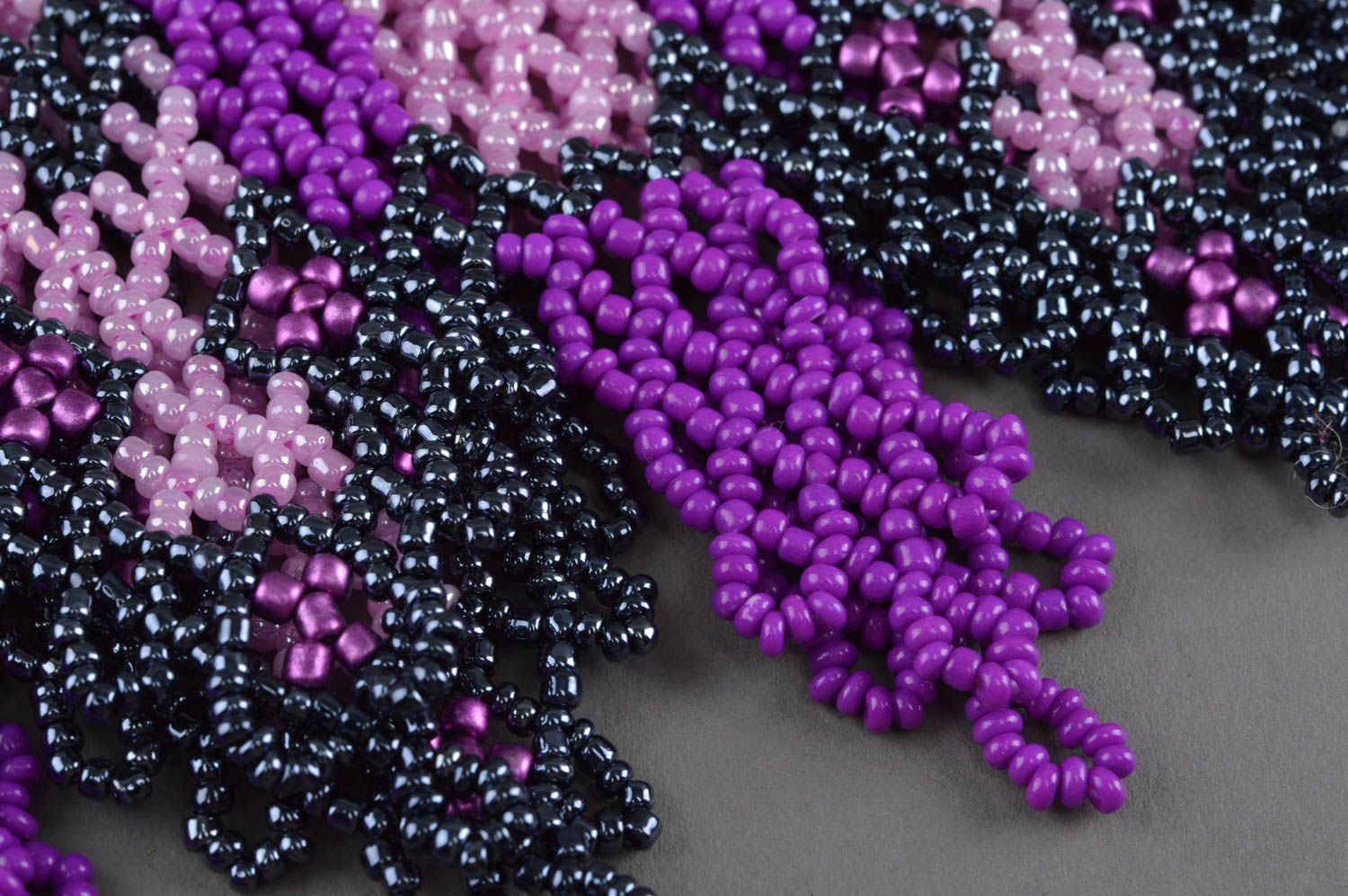 Collier en perles de rocaille fait main violet accessoire bijou pour femme photo 5