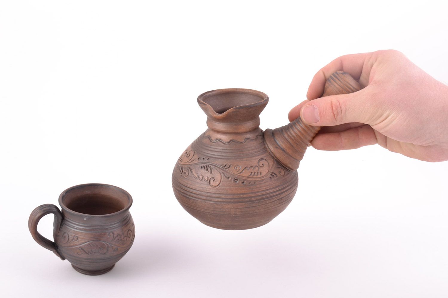Keramik Geschirr Set handgemacht für Kaffeezubereitung Kaffeekanne und Tasse  foto 2