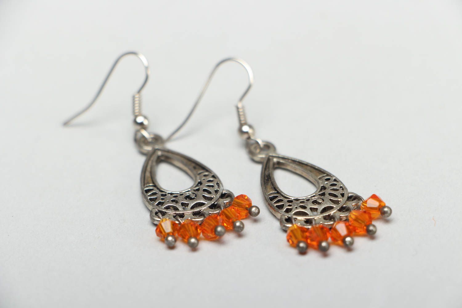 Metal drop-shaped earrings in Gypsy style photo 2