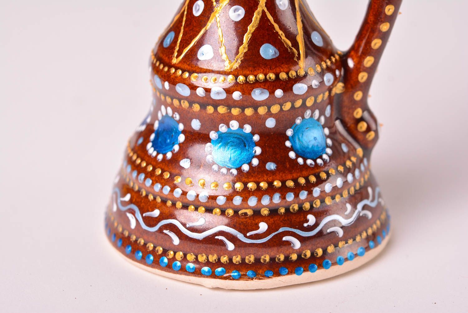 Candeliere in ceramica fatto a mano candelaio dipinto portacandele di ceramica
 foto 4