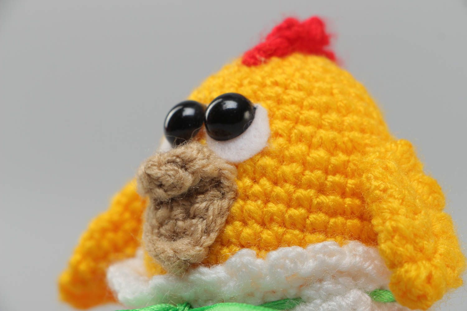 Handmade crochet soft toy yellow chicken created with acrylic threads photo 3