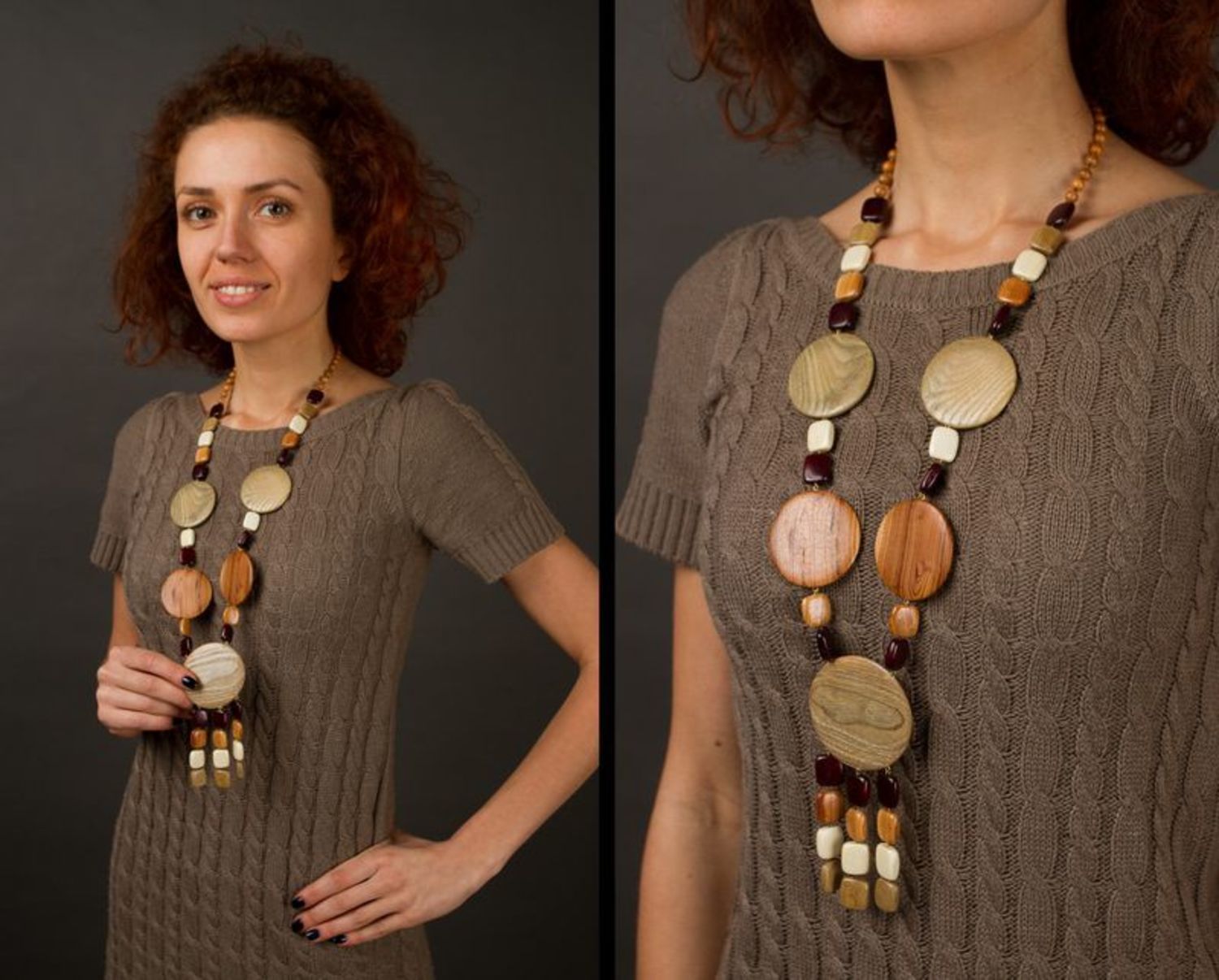 Massive wooden beaded necklace photo 2