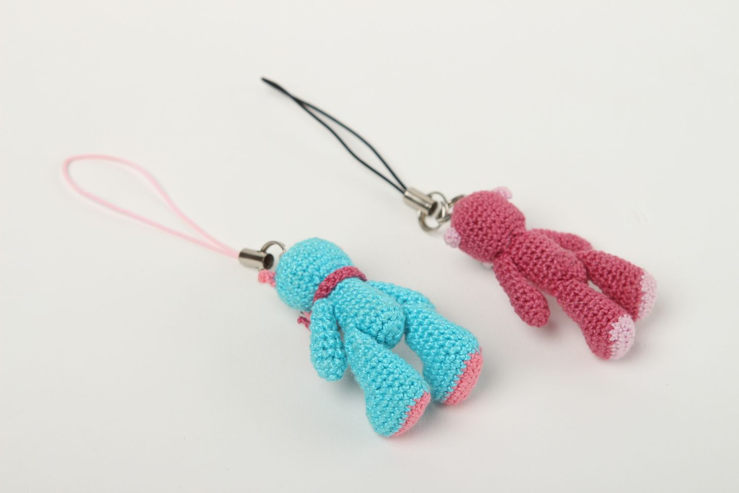 Handmade stylish soft toys unusual designer keychain 2 crocheted keychains photo 4