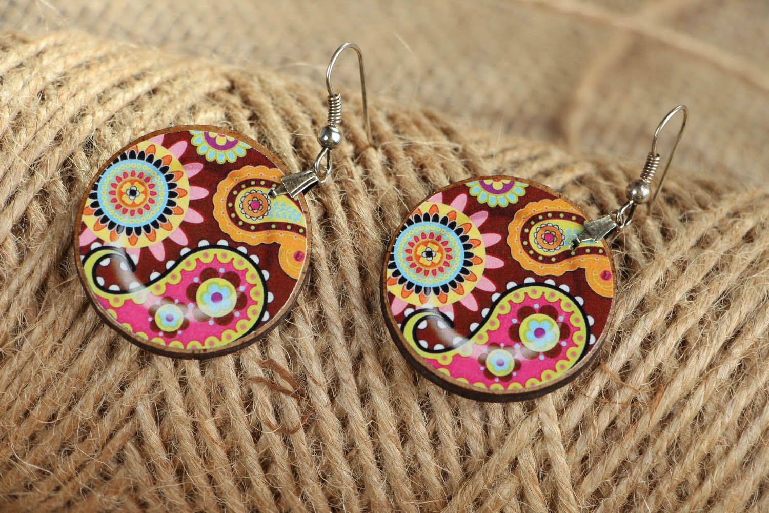 Round polymer clay earrings