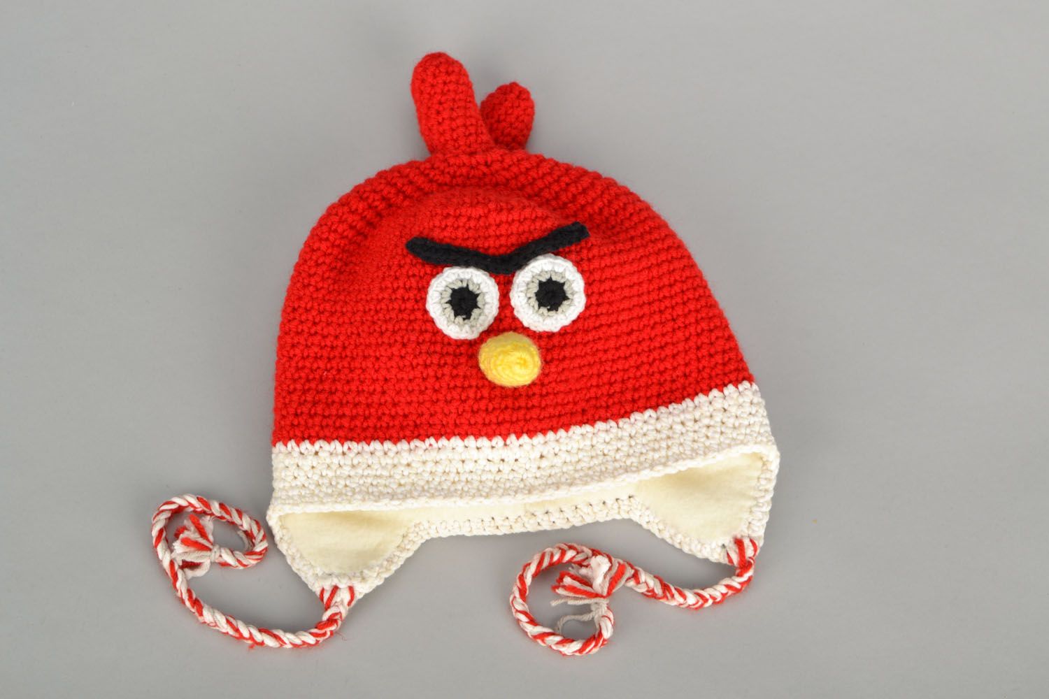 Cappello angry birds di lana fatto a mano accessorio divertente da bambini
 foto 2