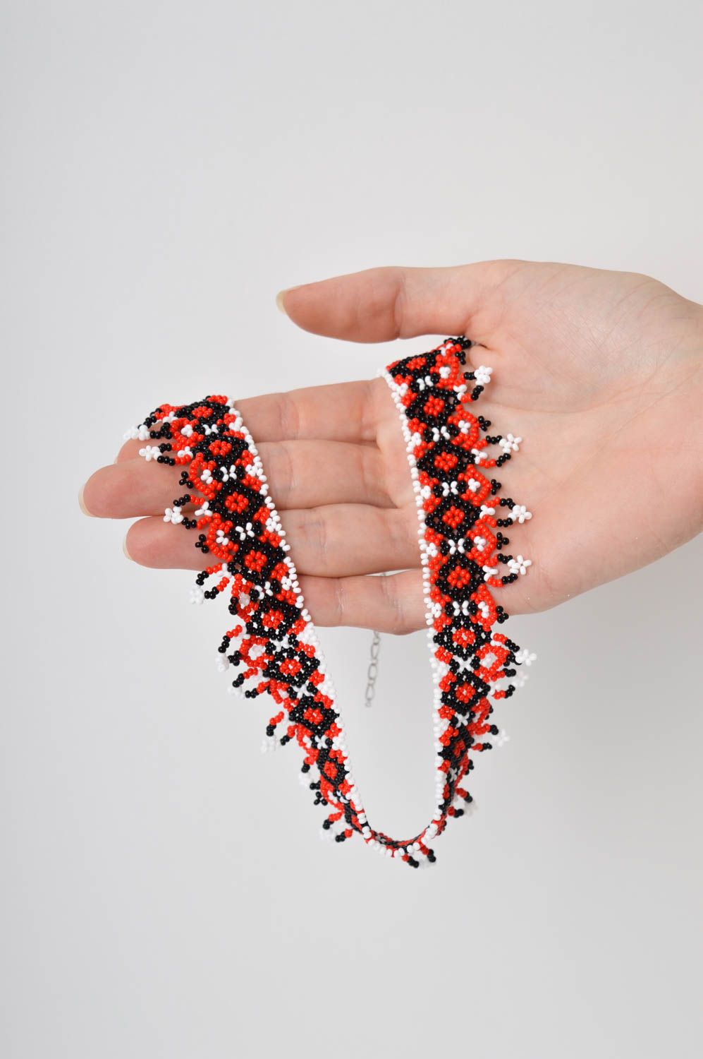 Handmade beautiful beaded necklace unusual ethnic necklace elegant jewelry photo 5