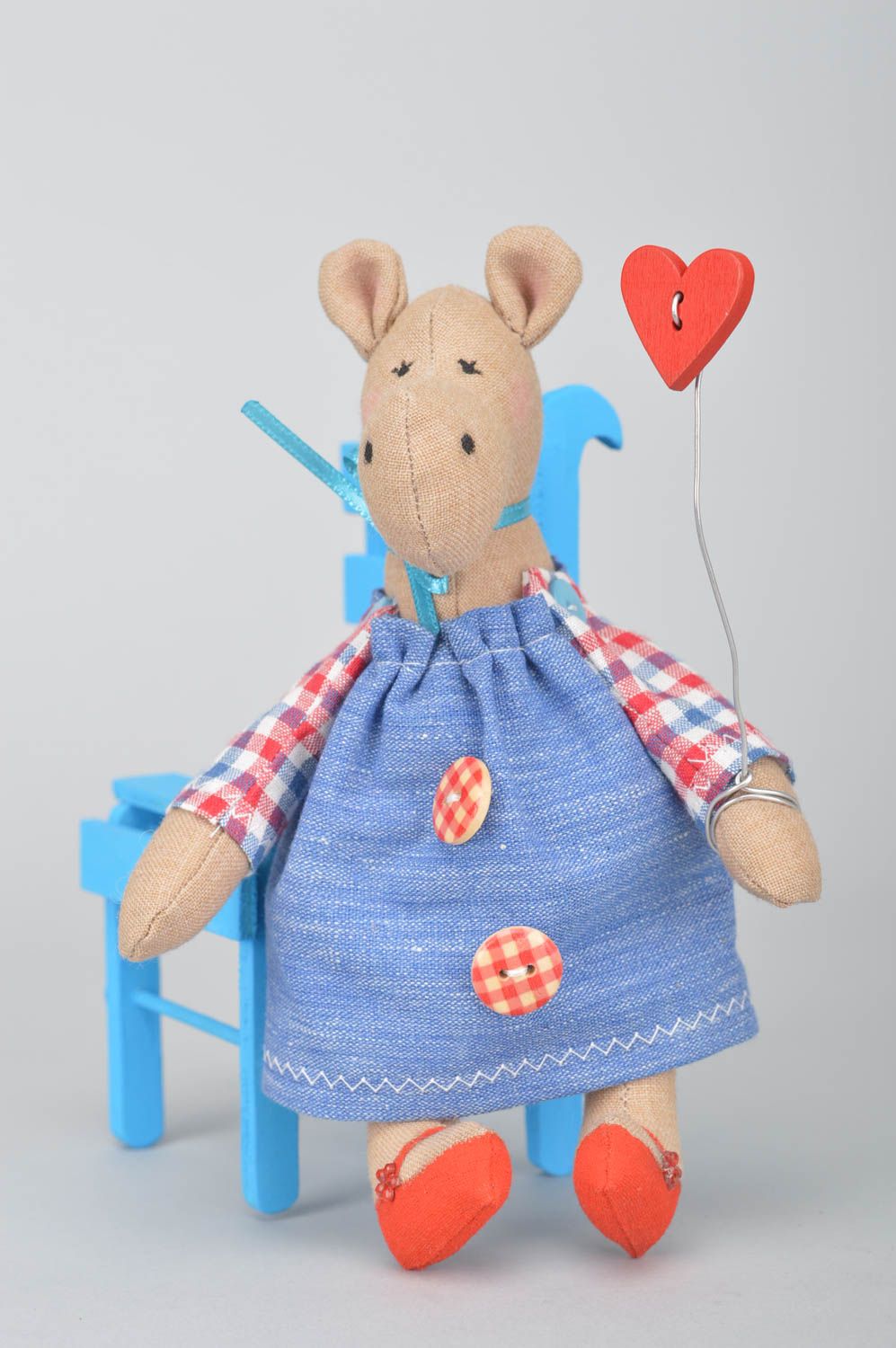 Handmade Spielzeug Nilpferd Stoff Tier Geschenk Idee mit Stuhl für Haus Dekor foto 2