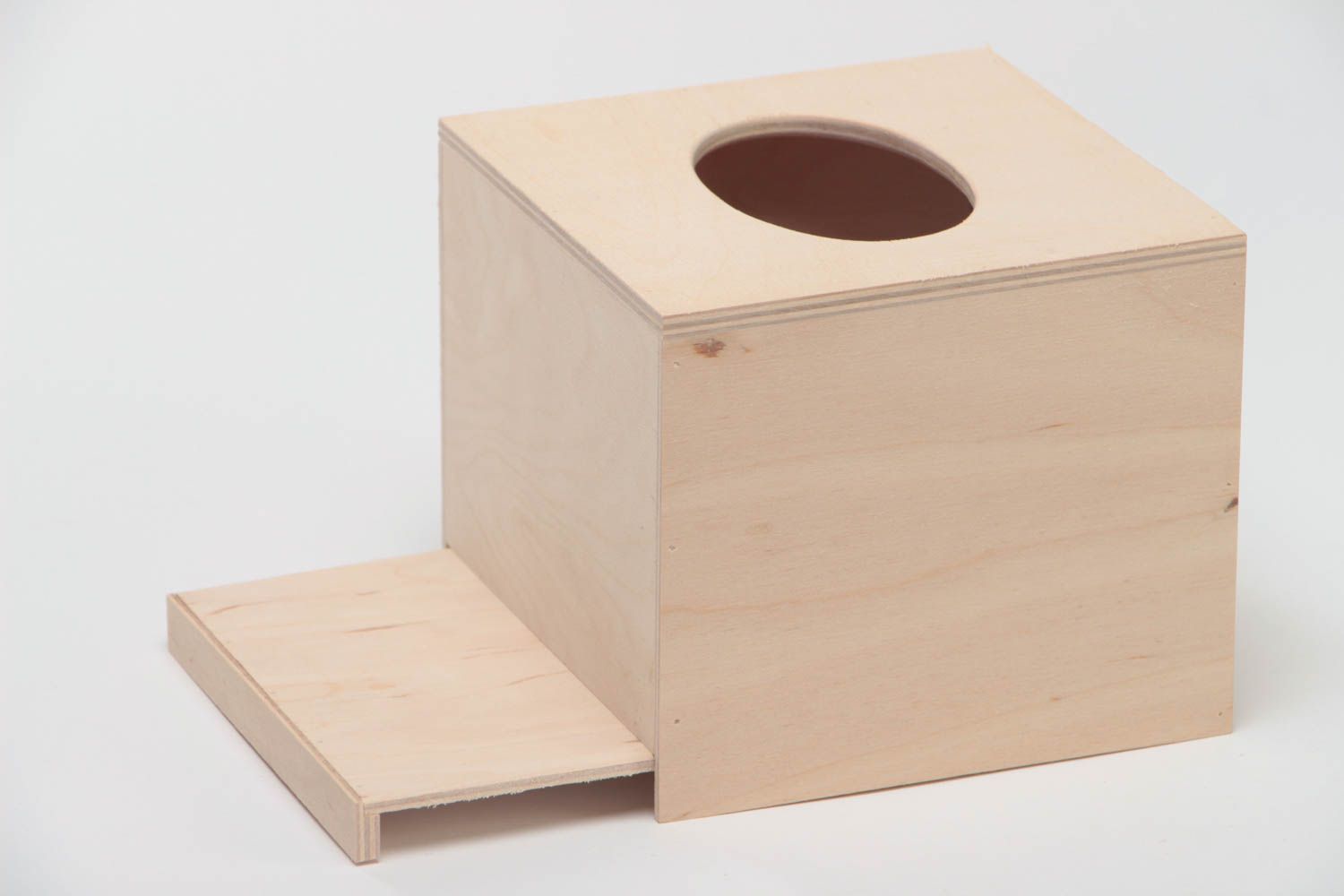 Boîte à mouchoirs en bois brut carrée faite main objet pour serviettage photo 2