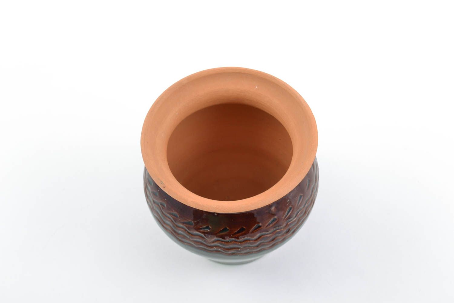 Handmade designer glazed clay pot for spices 200 ml photo 4