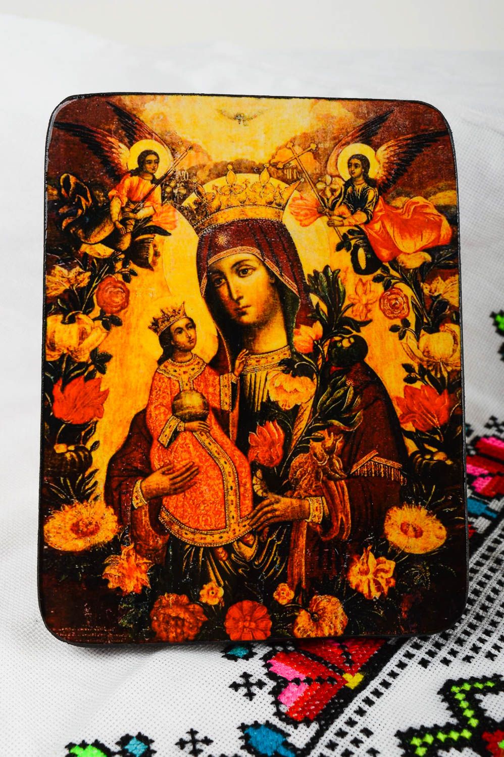 Икона ручной работы икона Неувядаемый Цвет православная икона Богоматери фото 1