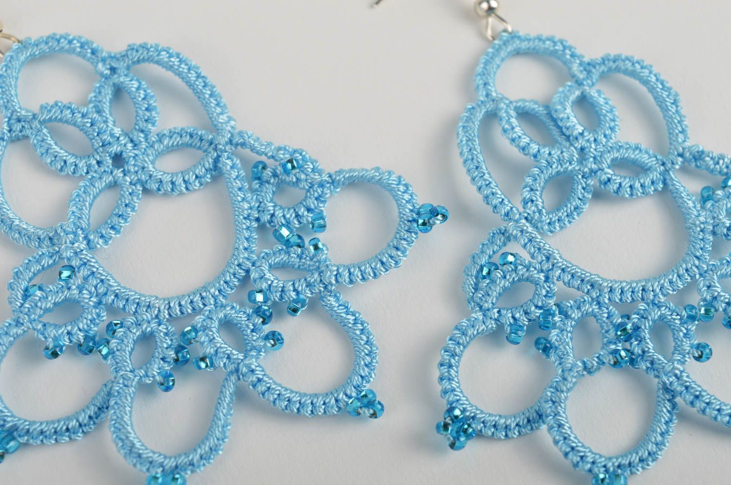Stylish handmade woven earrings beaded earrings textile jewelry designs photo 3